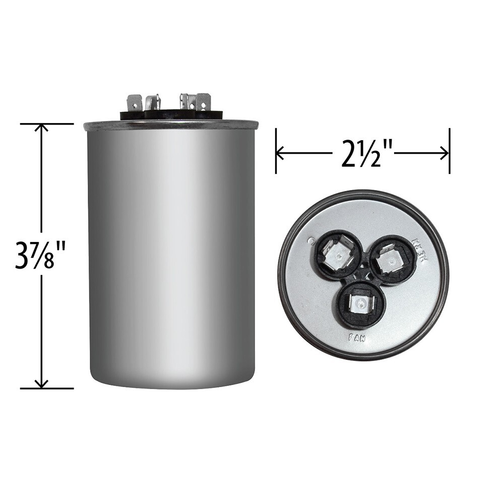 Air Conditioning HVAC Round Dual Motor CBB65D Run Capacitor 55 + 5 MFD 370 440V