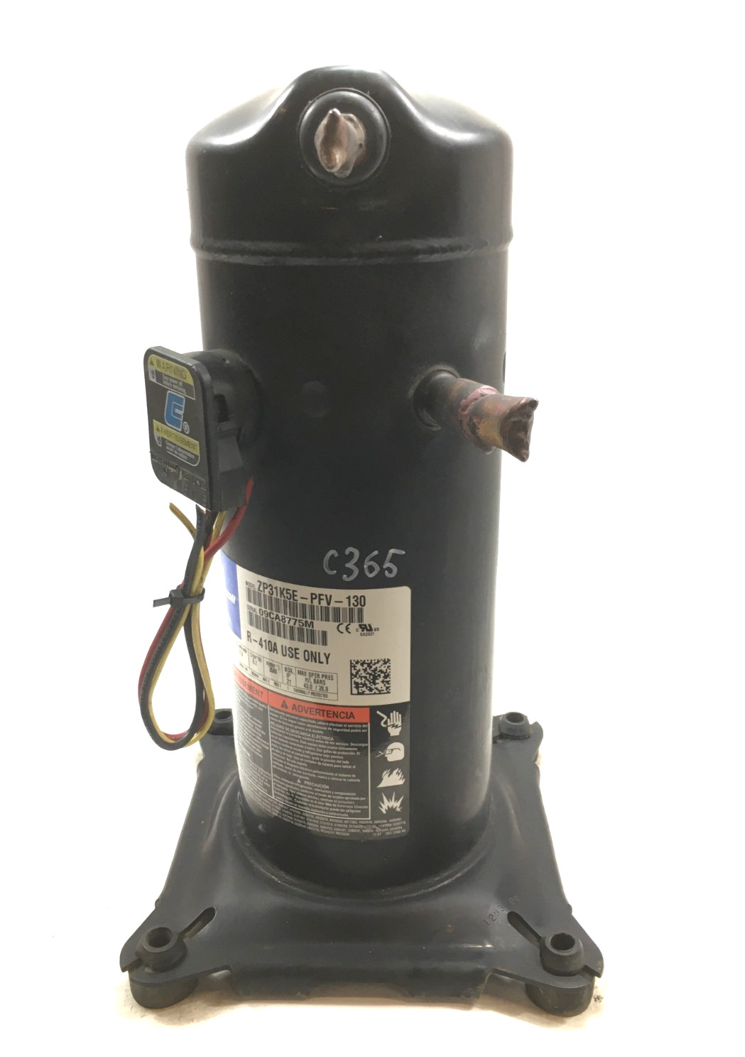 Copeland 2.5 Ton Scroll Compressor ZP31K5E-PFV-130 R410A 208/230V 1 PH used C365