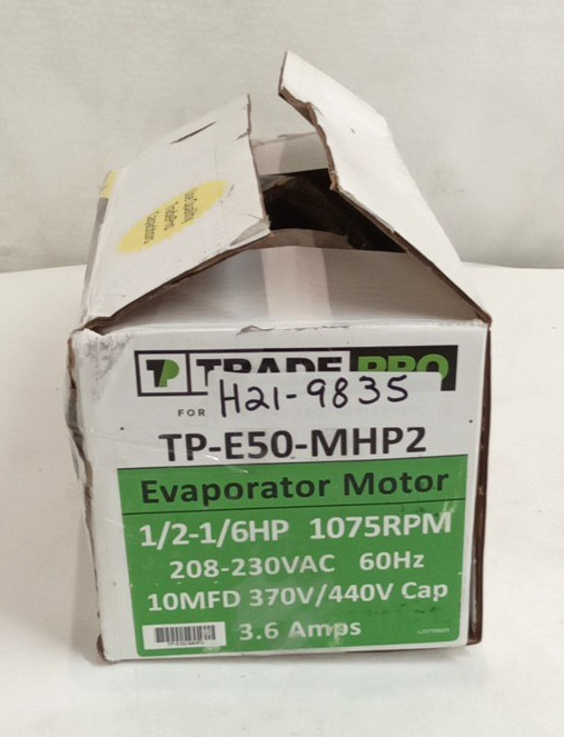 TradePro TP-E50-MHP2 Evaporator Motor 1/2-1/6HP 1075 Rpm 208-230VAC 3.6A 3-Speed
