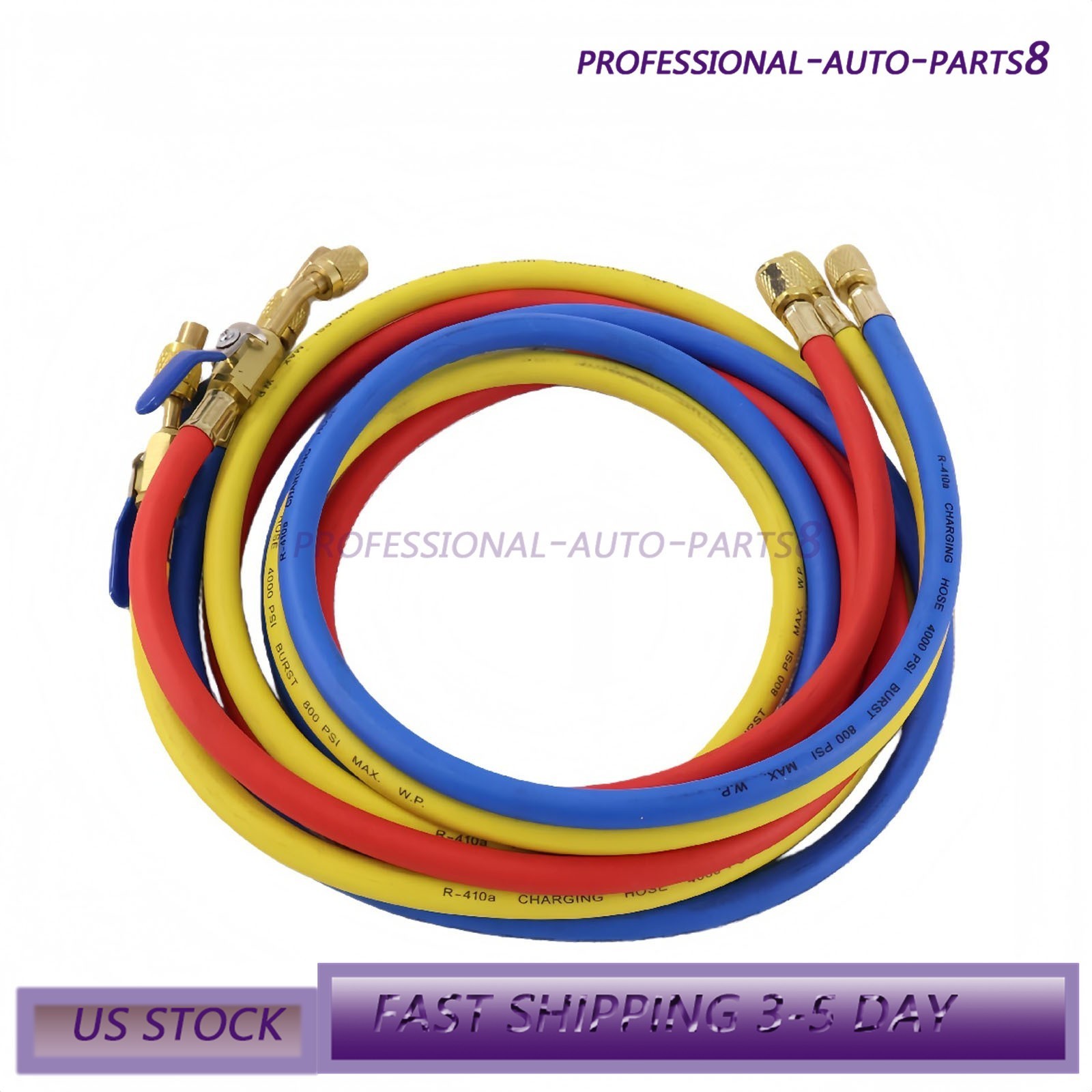For R-410A Refrige 3Pack 29986 Plus II 1/4″ Hose with Compact Ball Valve 72″ USA