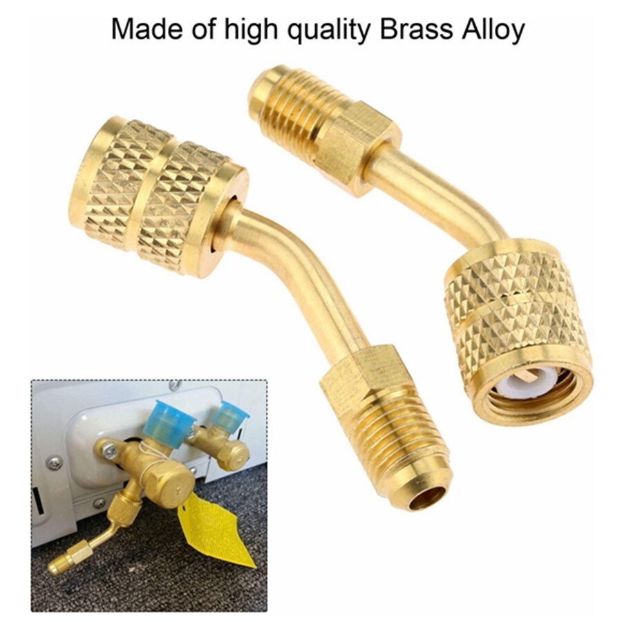 2X 45° Angle R410a Adapter 5/16″ Female x 1/4″ Male SAE For Mini Split HVAC N823