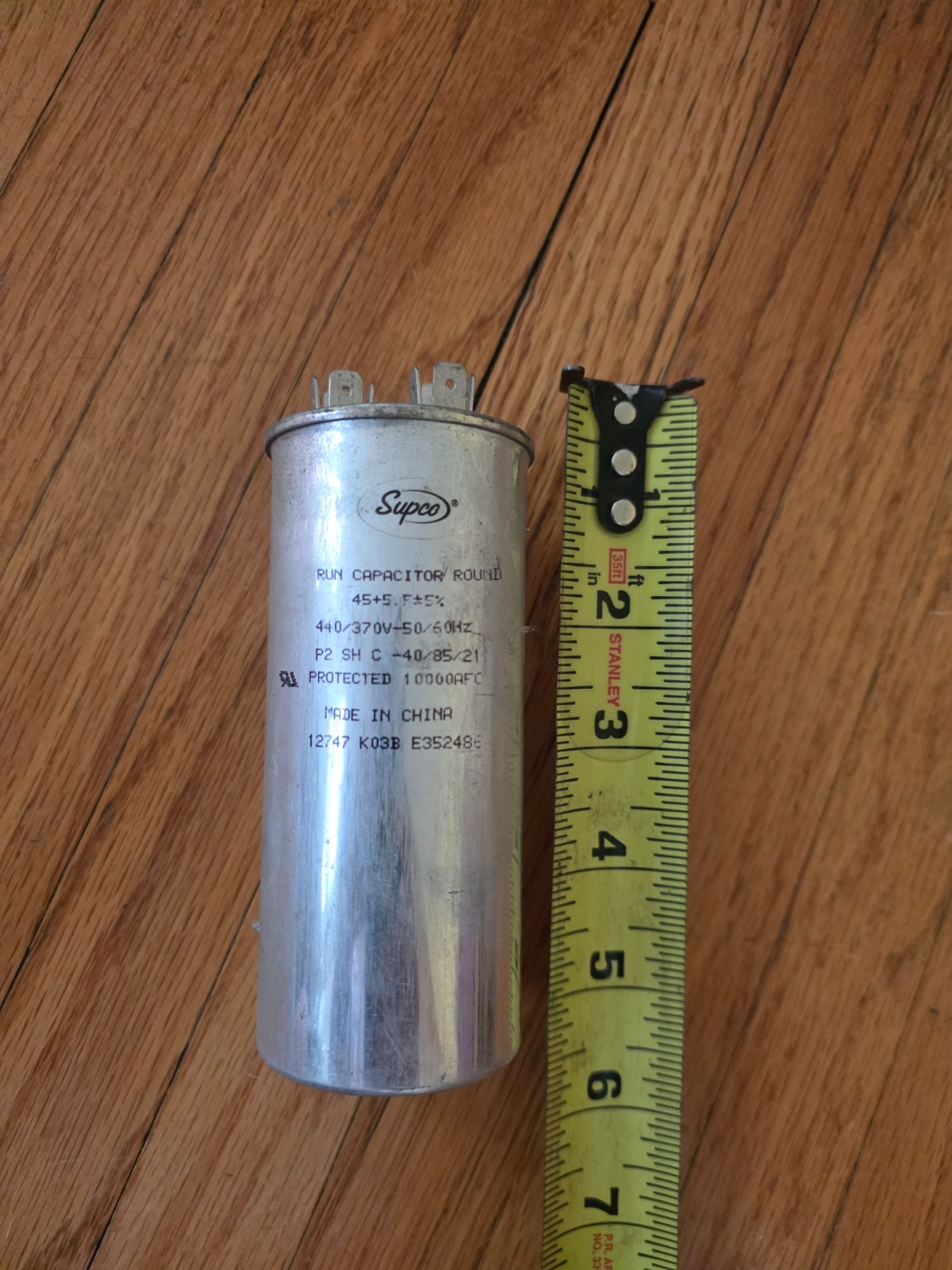 Supco HVAC dual Motor Run Capacitor 440/370V 12747 K03B E352486