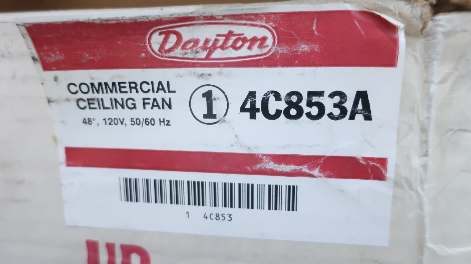 Dayton 4C853A Commercial Ceiling Fan 120v-ac 48in
