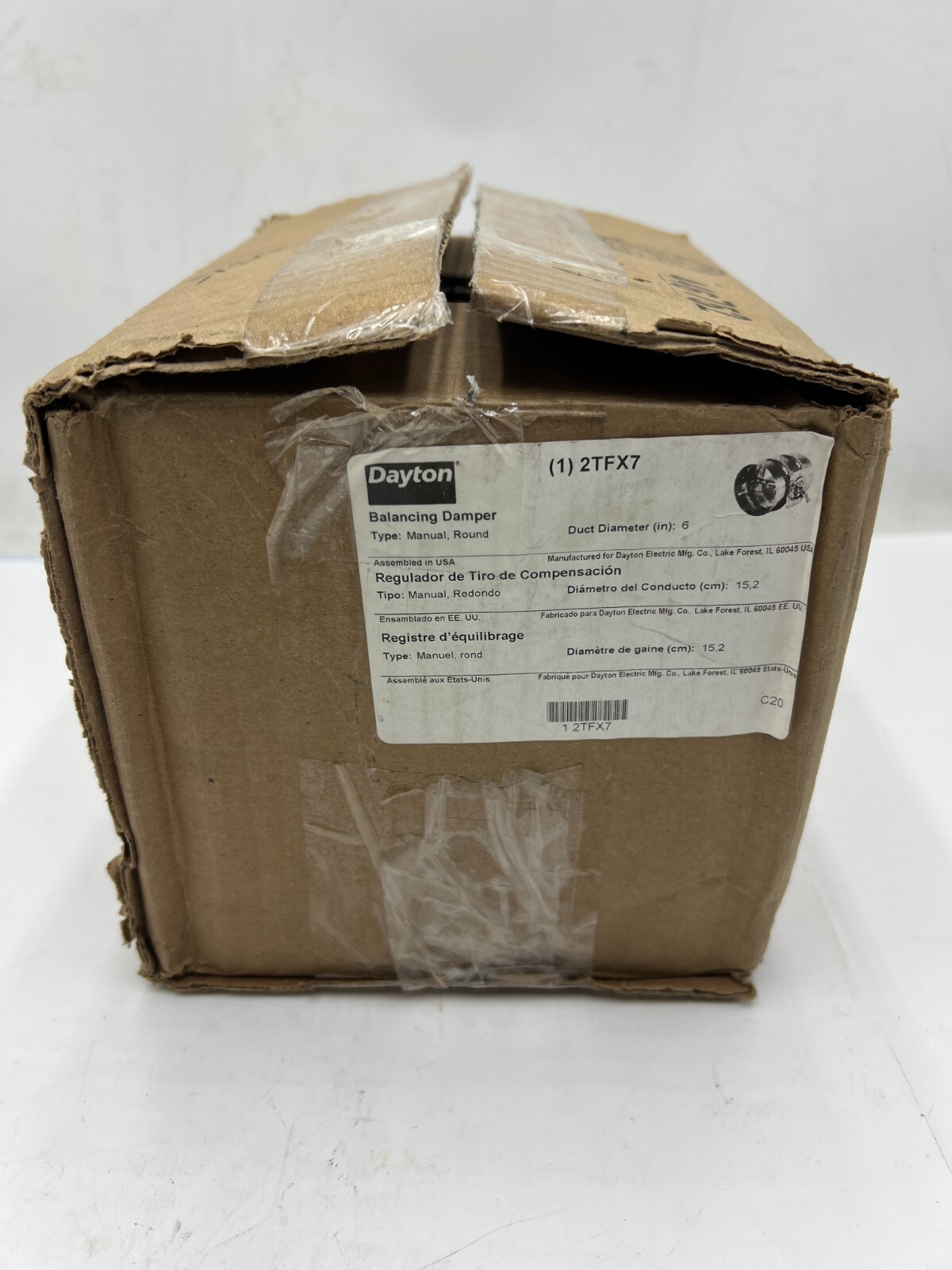 Dayton 2TFX7 Manual Balancing Damper Round 6in Diameter Galvanized Steel