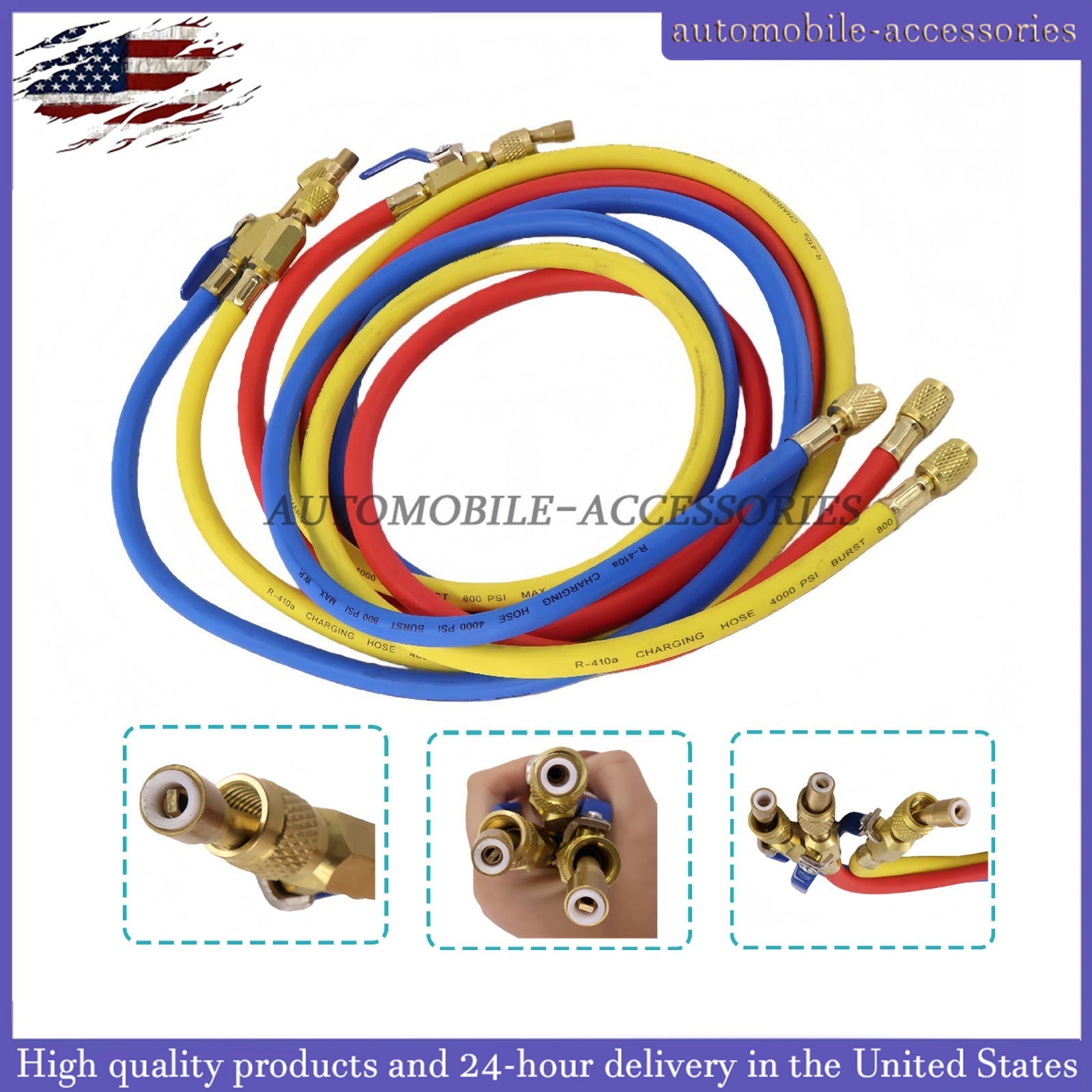 NEW For R-410A Refrige 3Pack 29986 Plus II 1/4″ Hose with Compact Ball Valve 72″
