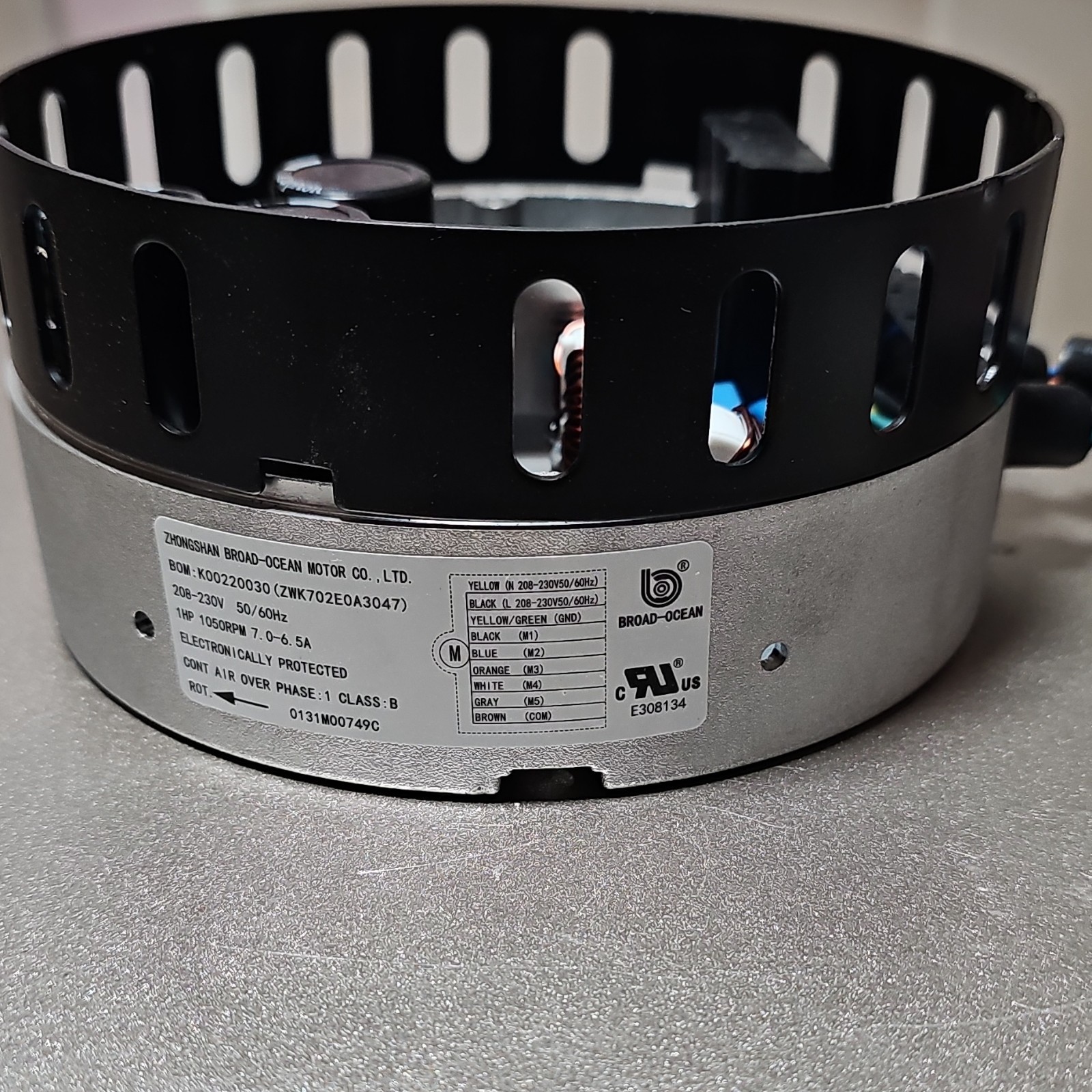 Broad-Ocean K00220030 HVAC Motor 208-230V 1 Phase 7.0-6.5A Protected