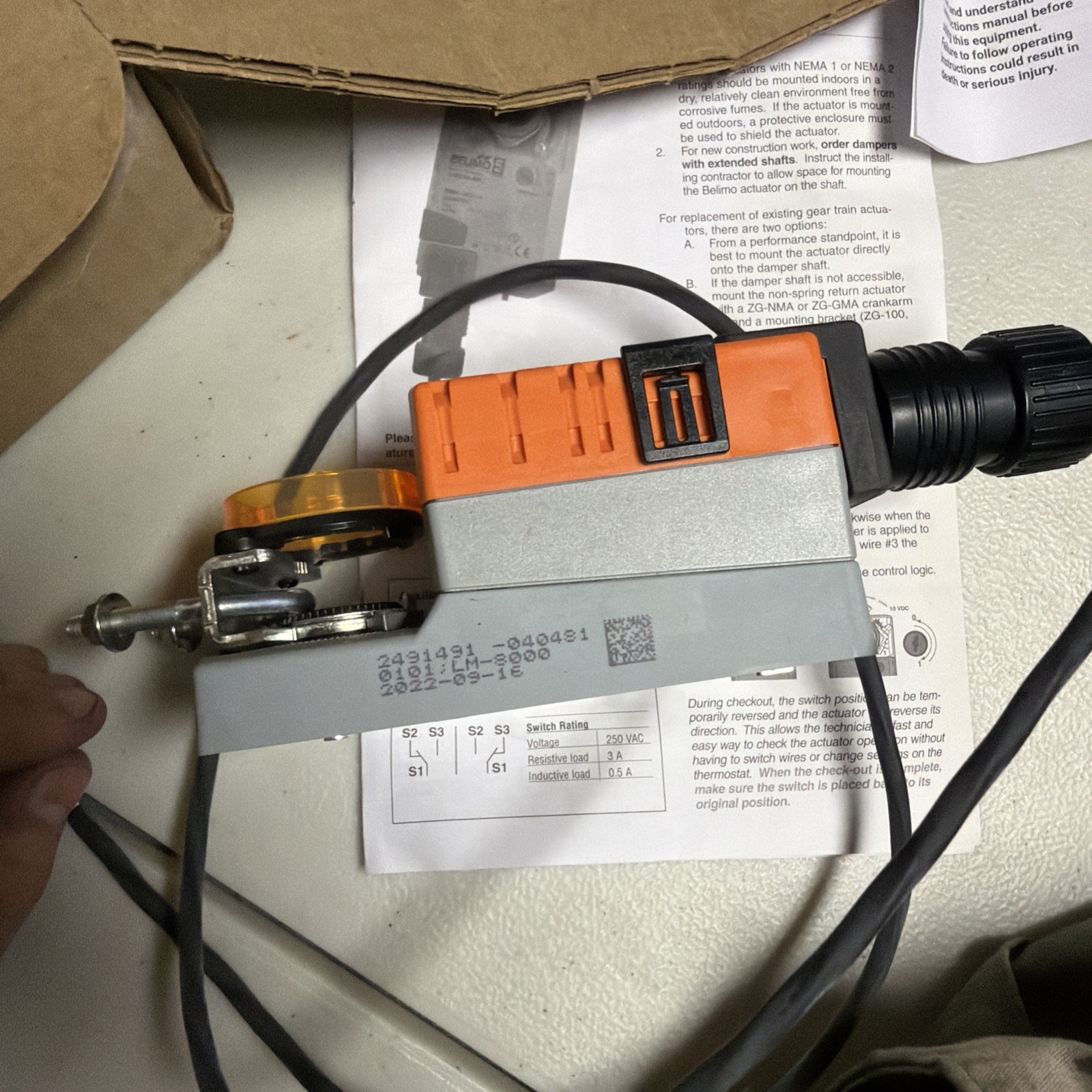 Belimo LMB24-3-T HVAC Damper Control Actuator, 24vac/Dc, 1 .5W, 2.0VA, NEMA 1.