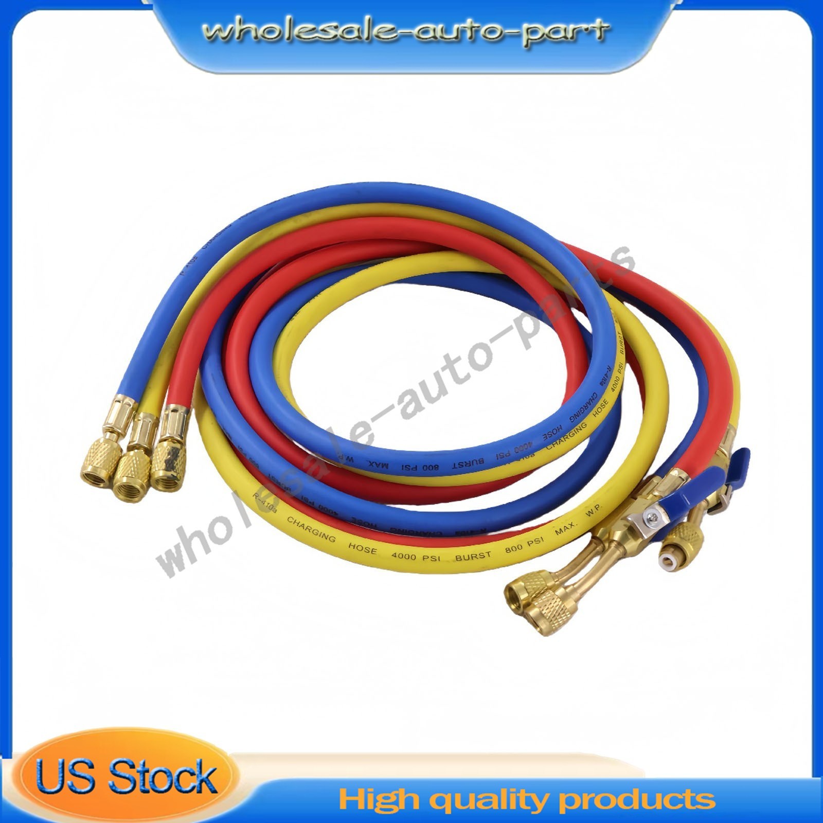 3Pack 29986 For R-410A Refrige Plus II 1/4″ Hose with Compact Ball Valve 72″ US