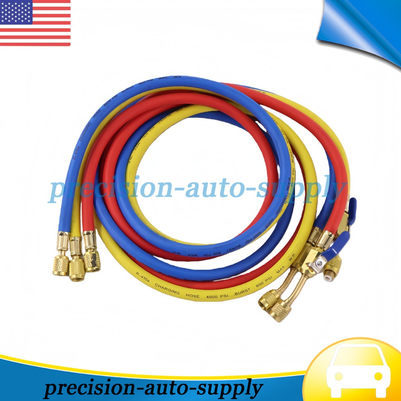 Fit For Plus II 72″ Charging Hose Set 1/4″ Compact Ball Valve 3 Pack