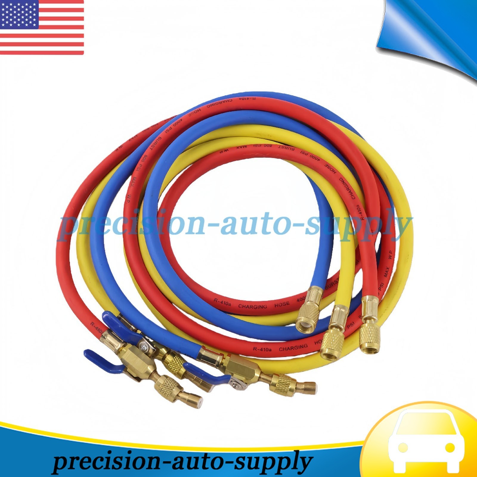 Fit For Plus II 72″ Charging Hose Set 1/4″ Compact Ball Valve 3 Pack