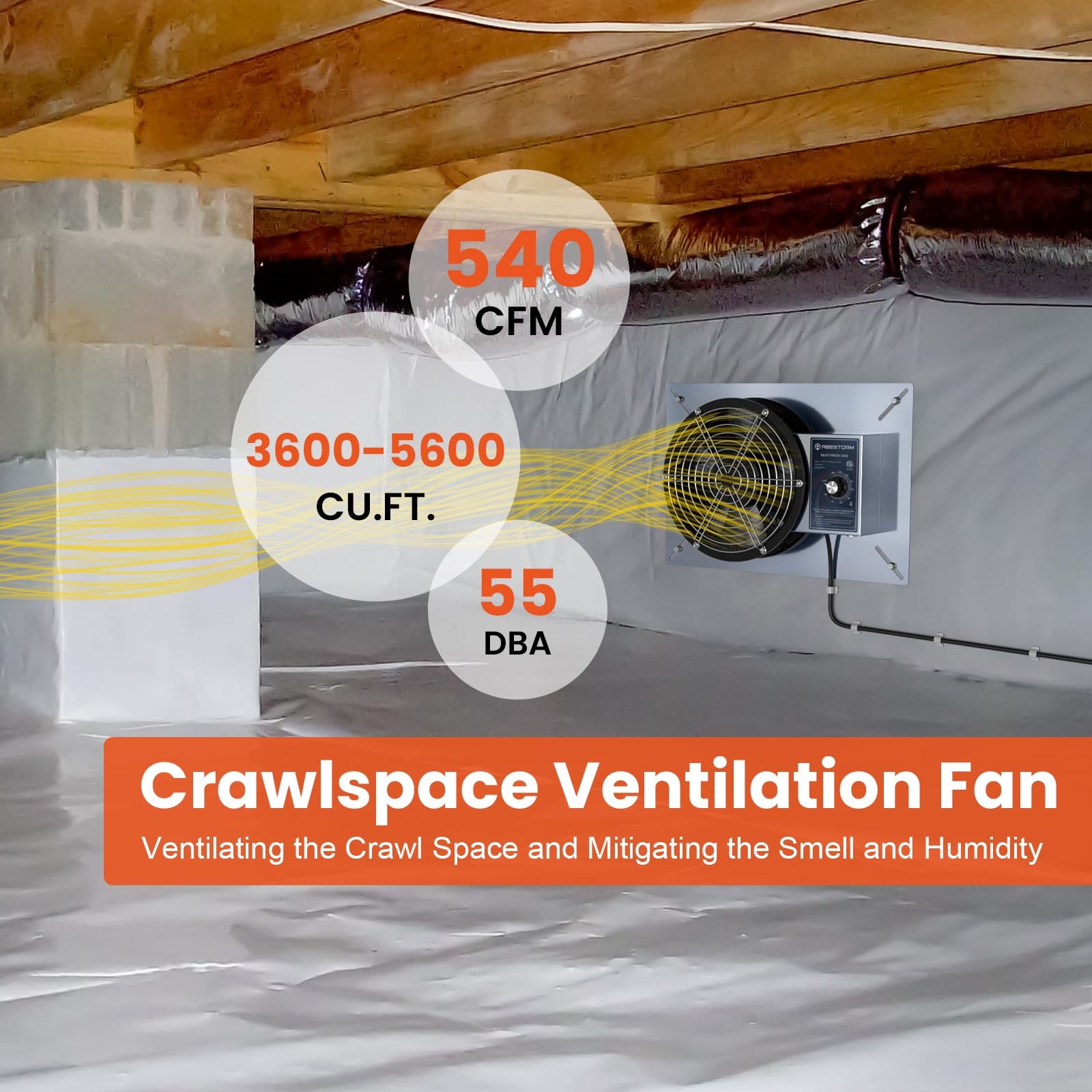 Abestorm 540Cfm Ventilation Fans Ip-55 Grade Basements Vent Fan 8.7 Inches