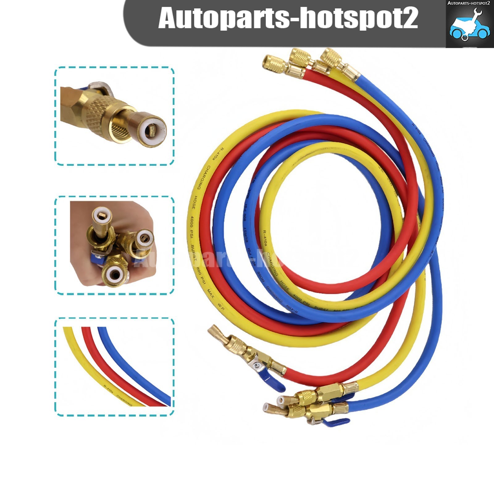 NEW For 29986 Plus II 72″ HVAC Charging Hose Set 1/4″ (3-Pack)