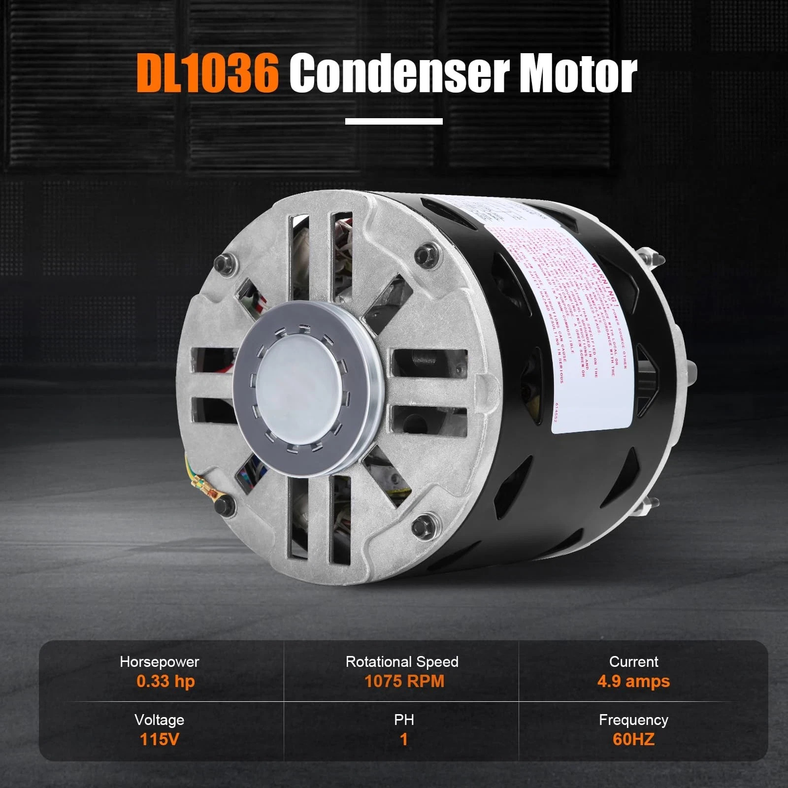 DL1036 Direct Drive Blower Motor 1/3HP 1075RPM 3-Speed 115V 4.9A 48 Frame Sleeve
