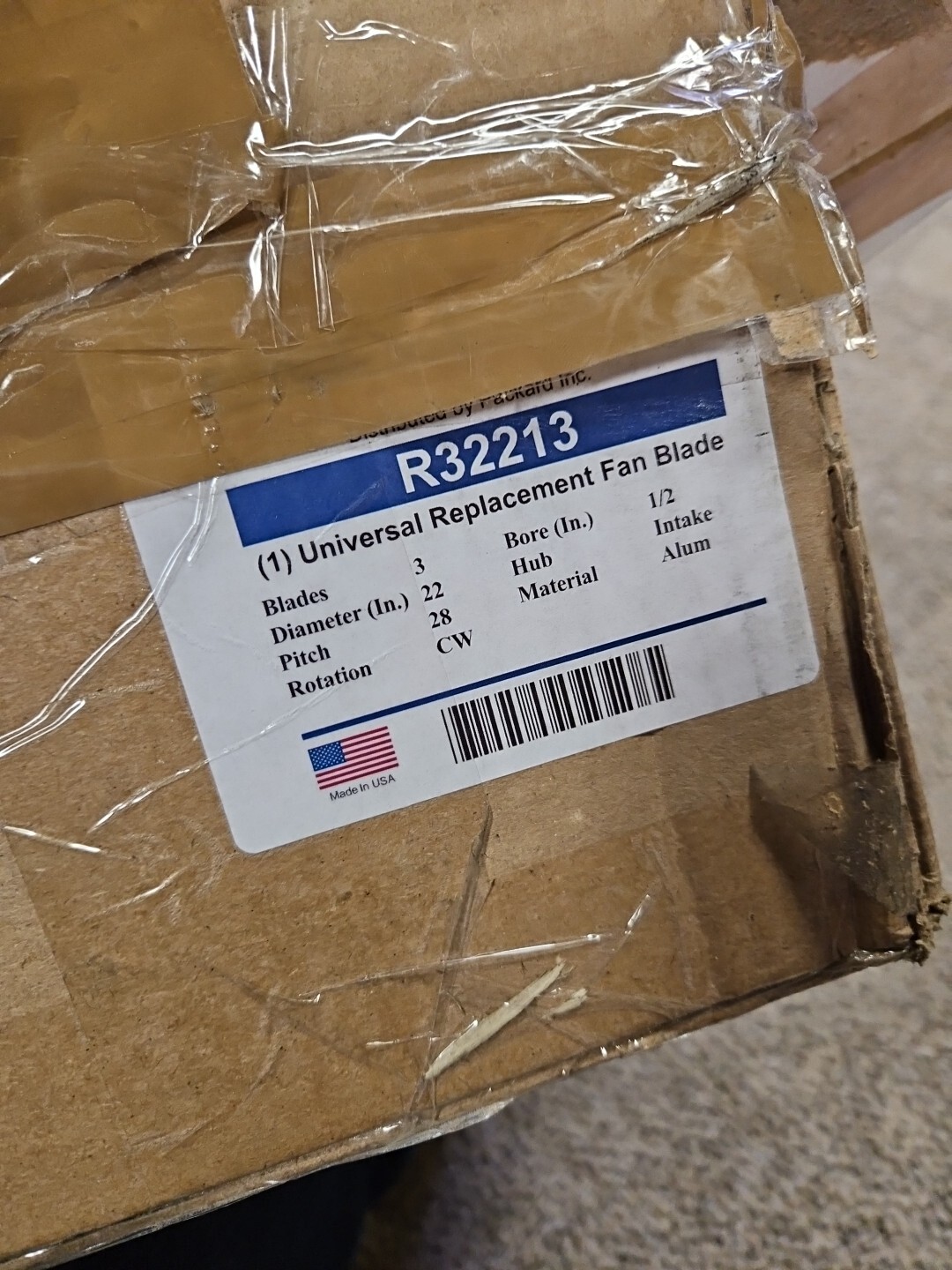 Revcor R32213 Aluminum Replacement Fan Blade 3 Blade 28 Pitch 22 Inch Diameter