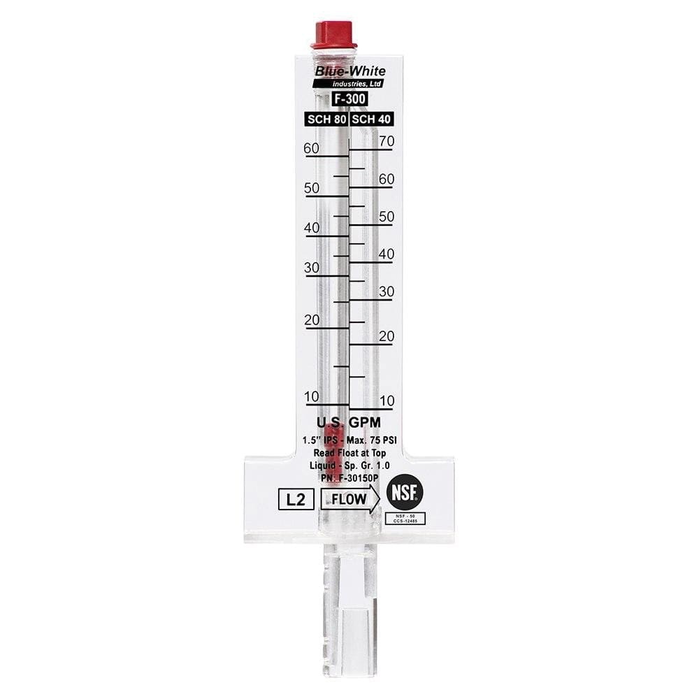 Blue-White F-30150P 1-1/2″ PVC Flowmeter 10-70 GPM