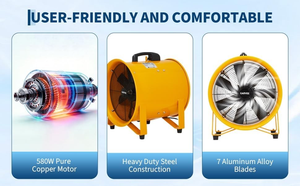 3500 CFM Heavy Duty Air Mover Fume Extractor 12 IN Utility Blower Exhaust Fan US