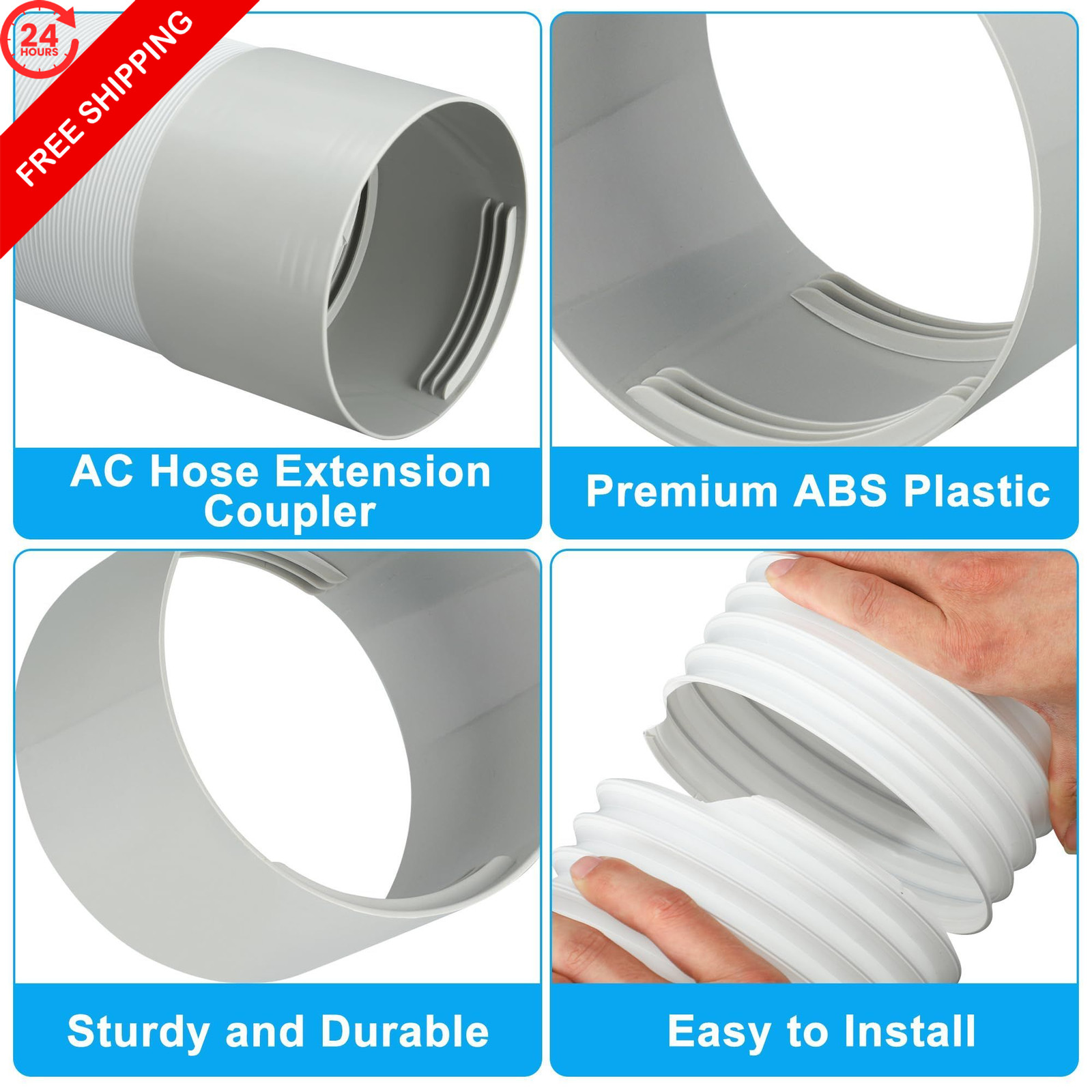 Portable Air Conditioner Exhaust Hose Coupler 5.9 Inch AC inches, Gray