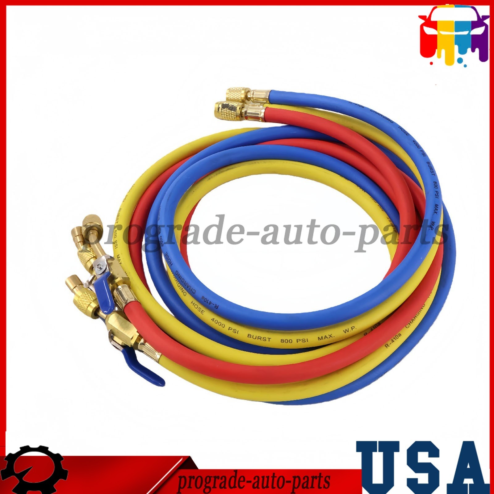 For Plus II 72″ Charging Hose Set 1/4″ Compact Ball Valve 3 Pack US STOCK