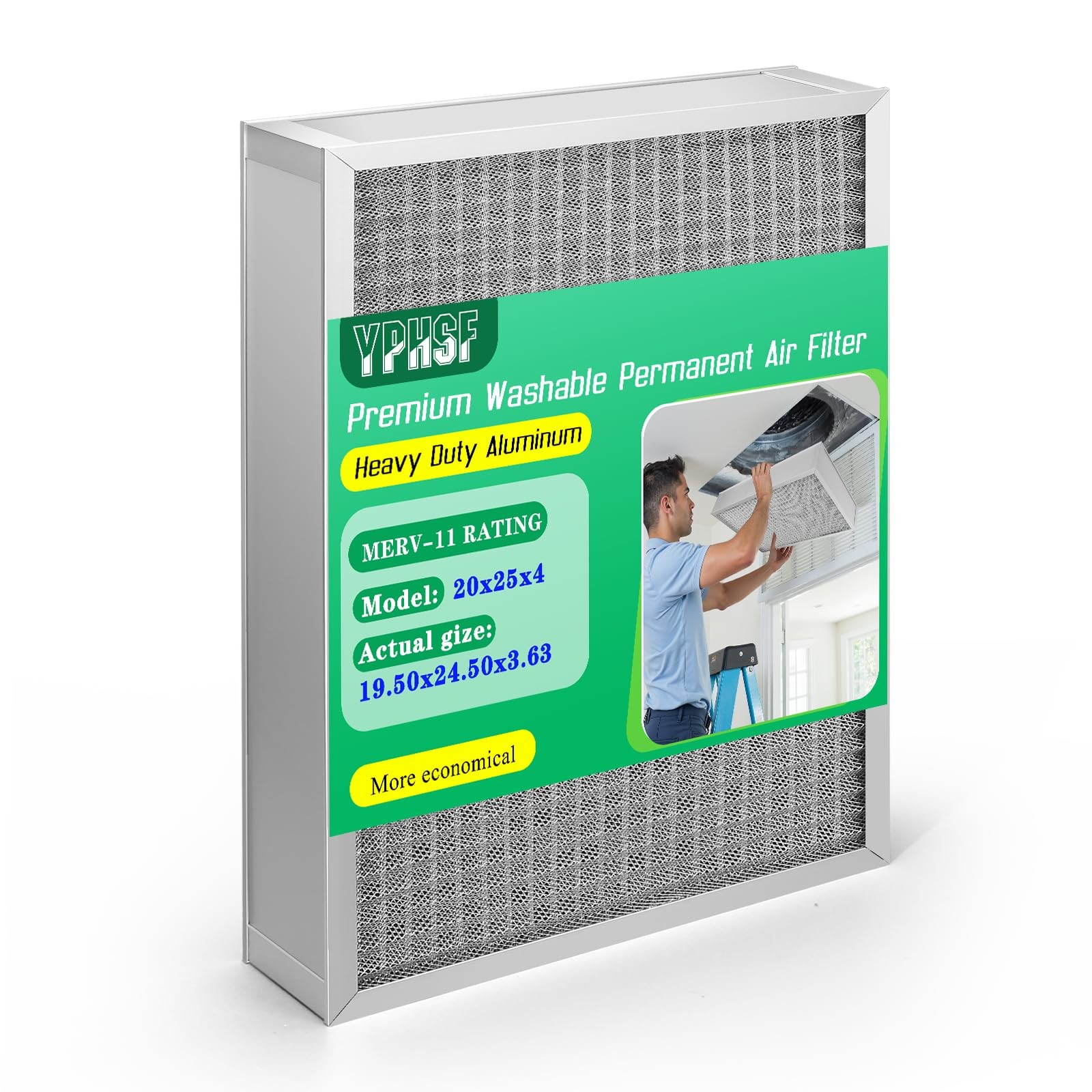 20x25x4 Air Filter, MERV11 Rated Electrostatic 20″ x 25″ x 4″, silver