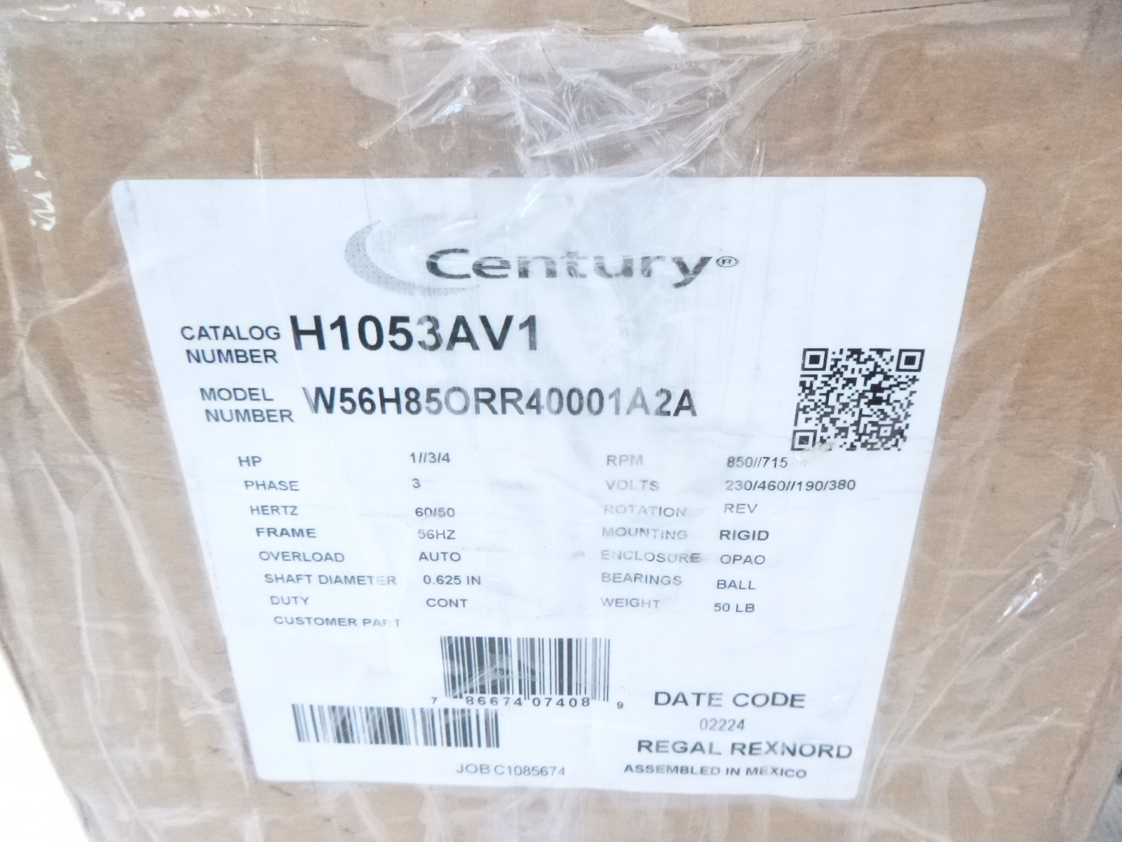 Century Condenser Fan Motor Open Air Over 1HP 850RPM 1 Speed AutoSEE DESC.