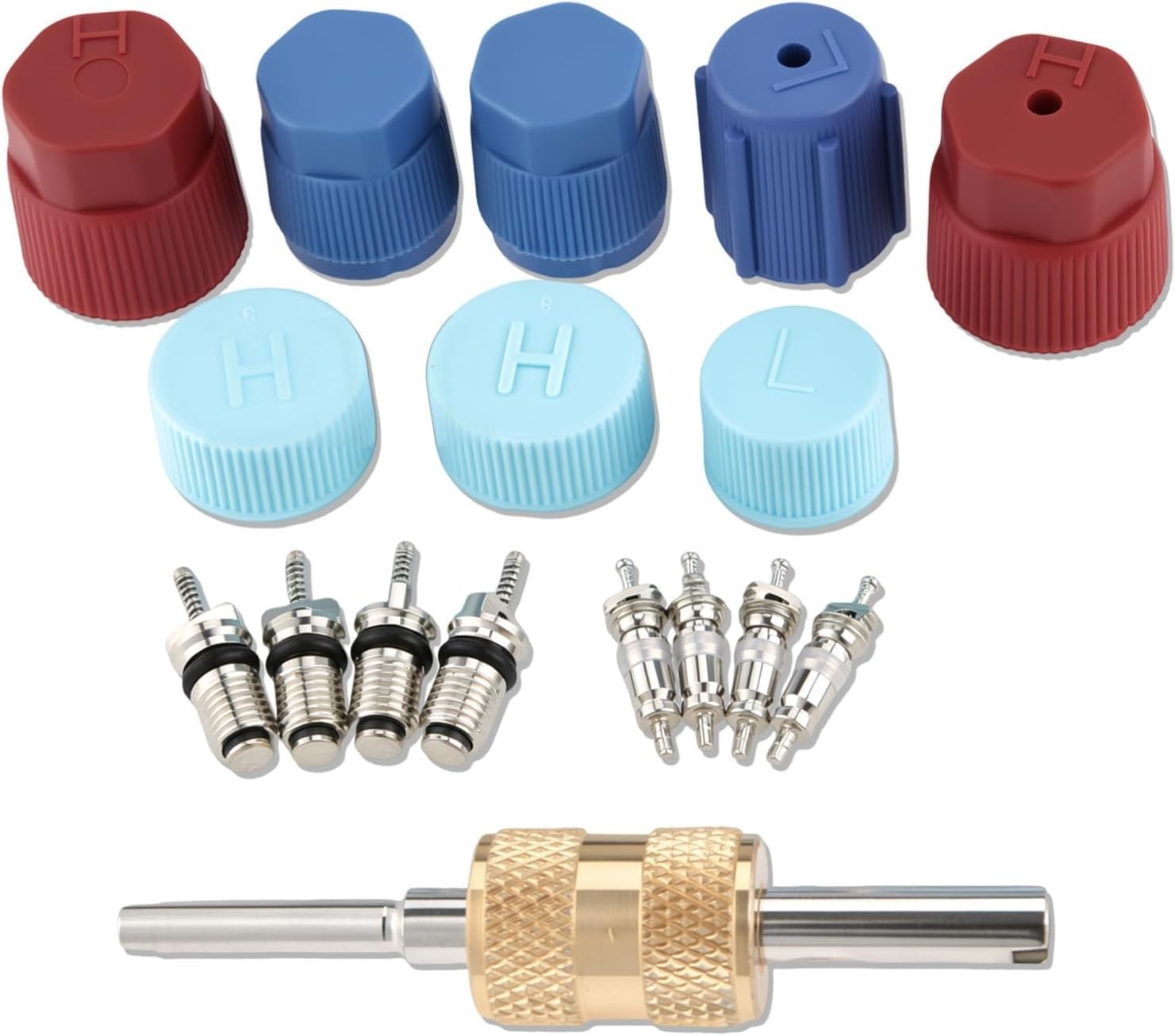 17-Piece Universal A/C Valve Core Kit – R134A & R12 Tools for Efficient Repairs