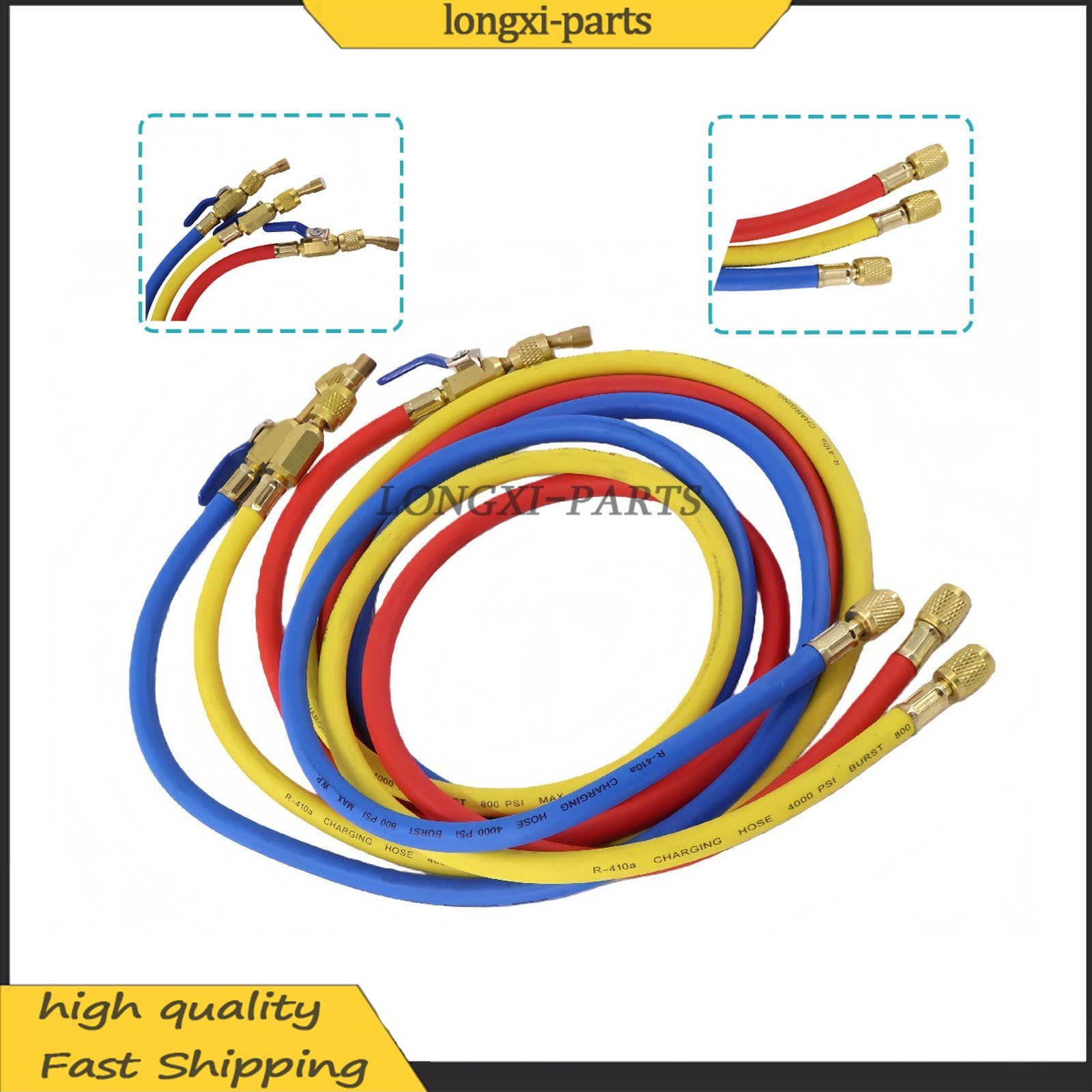 Fits R-410A Refrige 3Pack 29986 Plus II 1/4″ Hose with Compact Ball Valve 72″ US