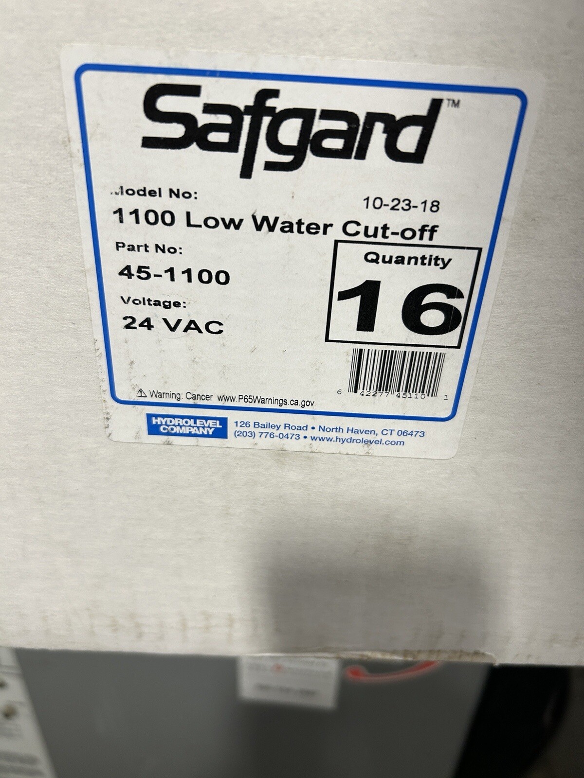 Safgard 1100 Low water cut off / Auto Reset And Test Button Part # 45-1100