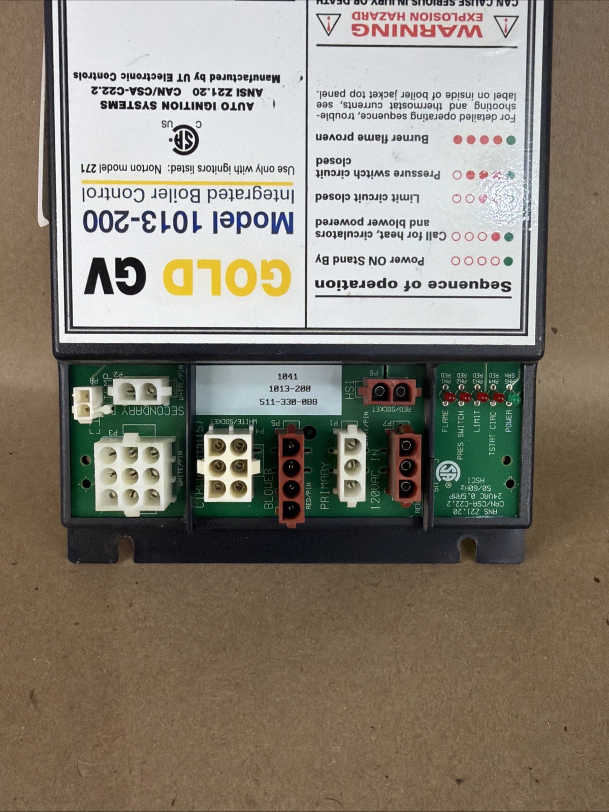 Weil McLain 1013-200 Gold GV Integrated Boiler Control Board 511-330-088 (C1)