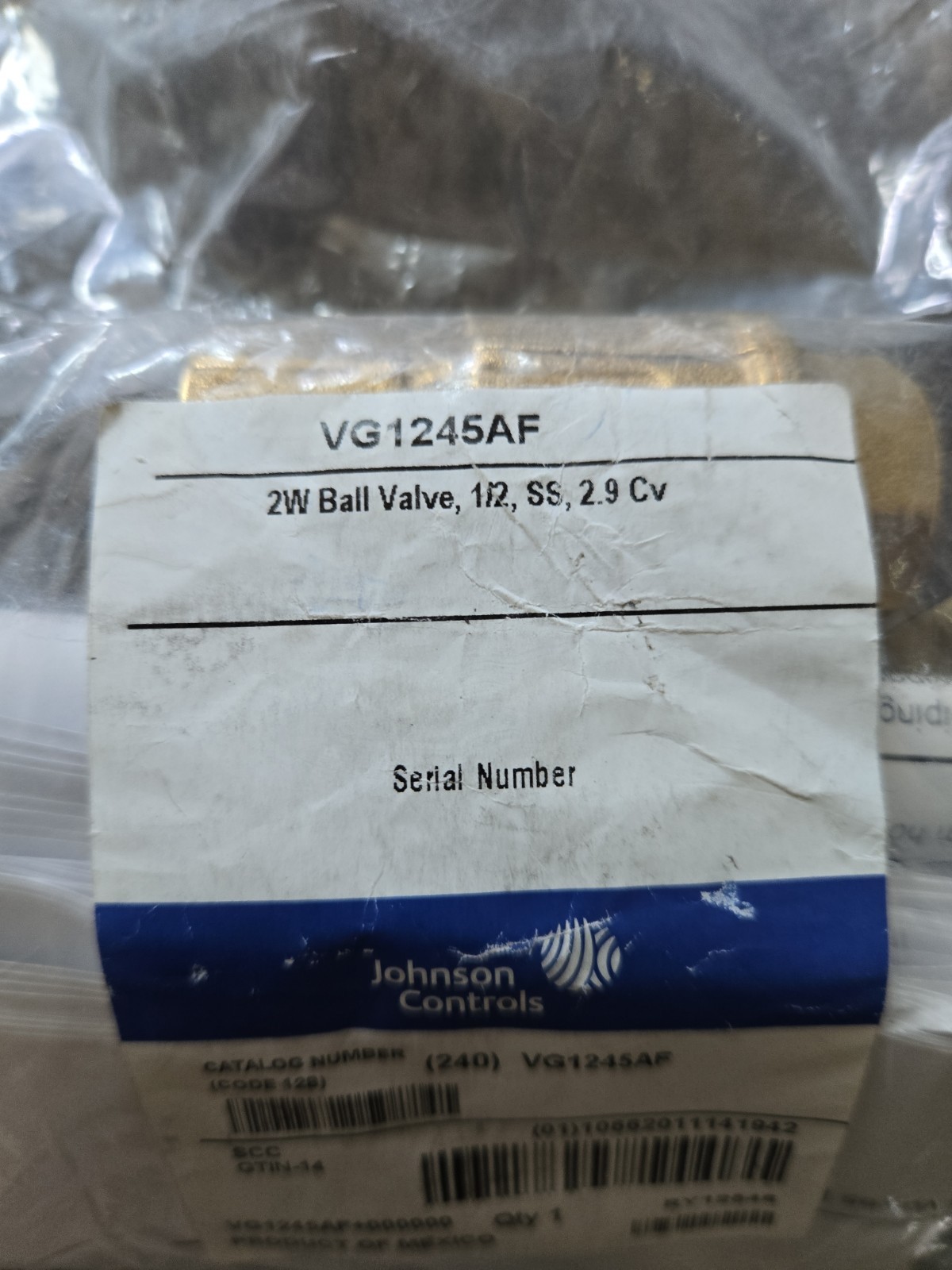 Johnson Controls Vg1245af Ball Valve, 2 Way, Ss Trim, (F)Npt 1/2