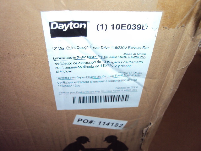 DAYTON 10E039 EXHAUST FAN ,Industrial/Commercial Direct Drive ,16″X16″,115/230 V