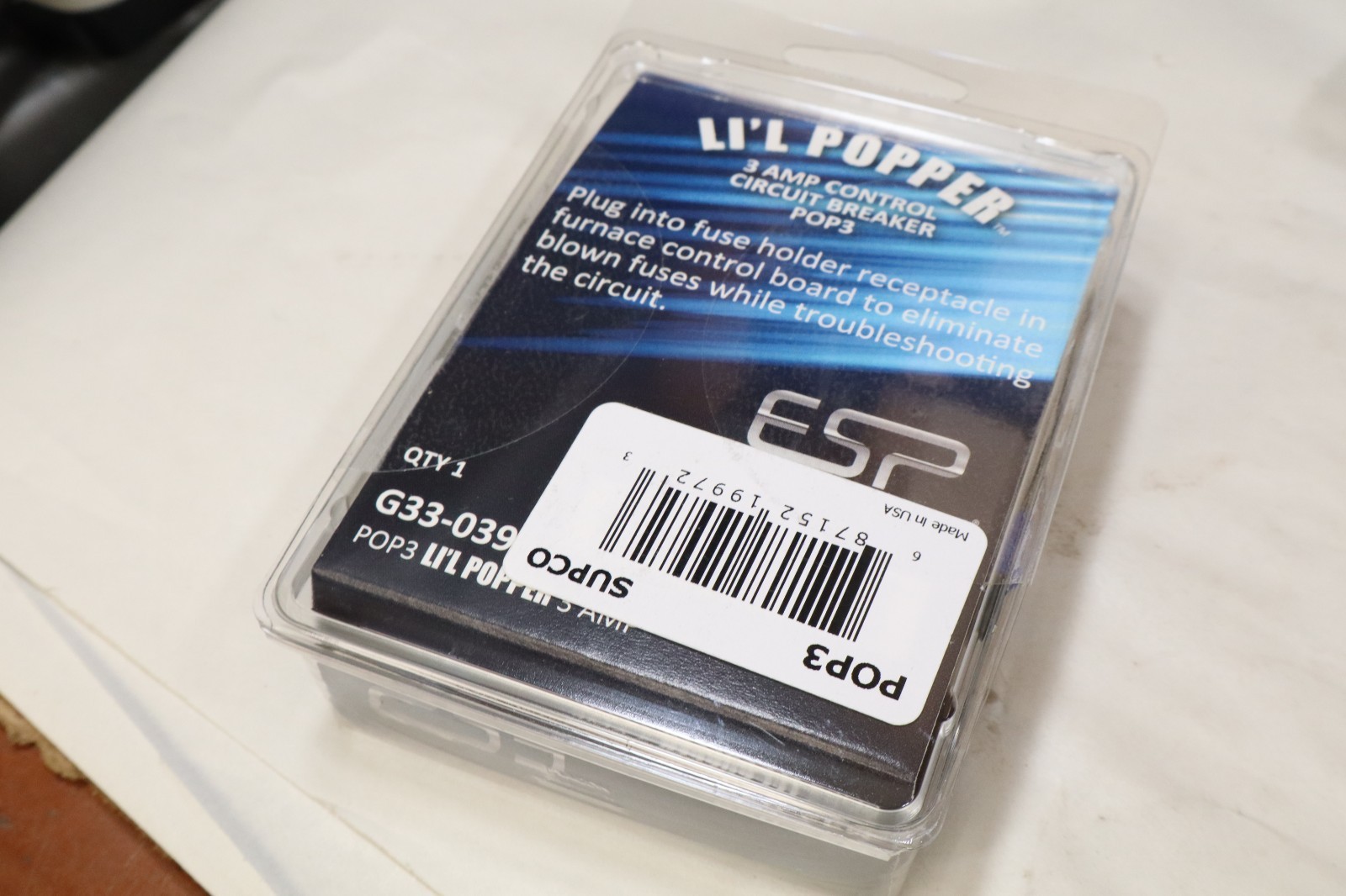 ESP Supco Li’L Popper Control Circuit Breaker 3 Amp HVAC G33-039 POP3