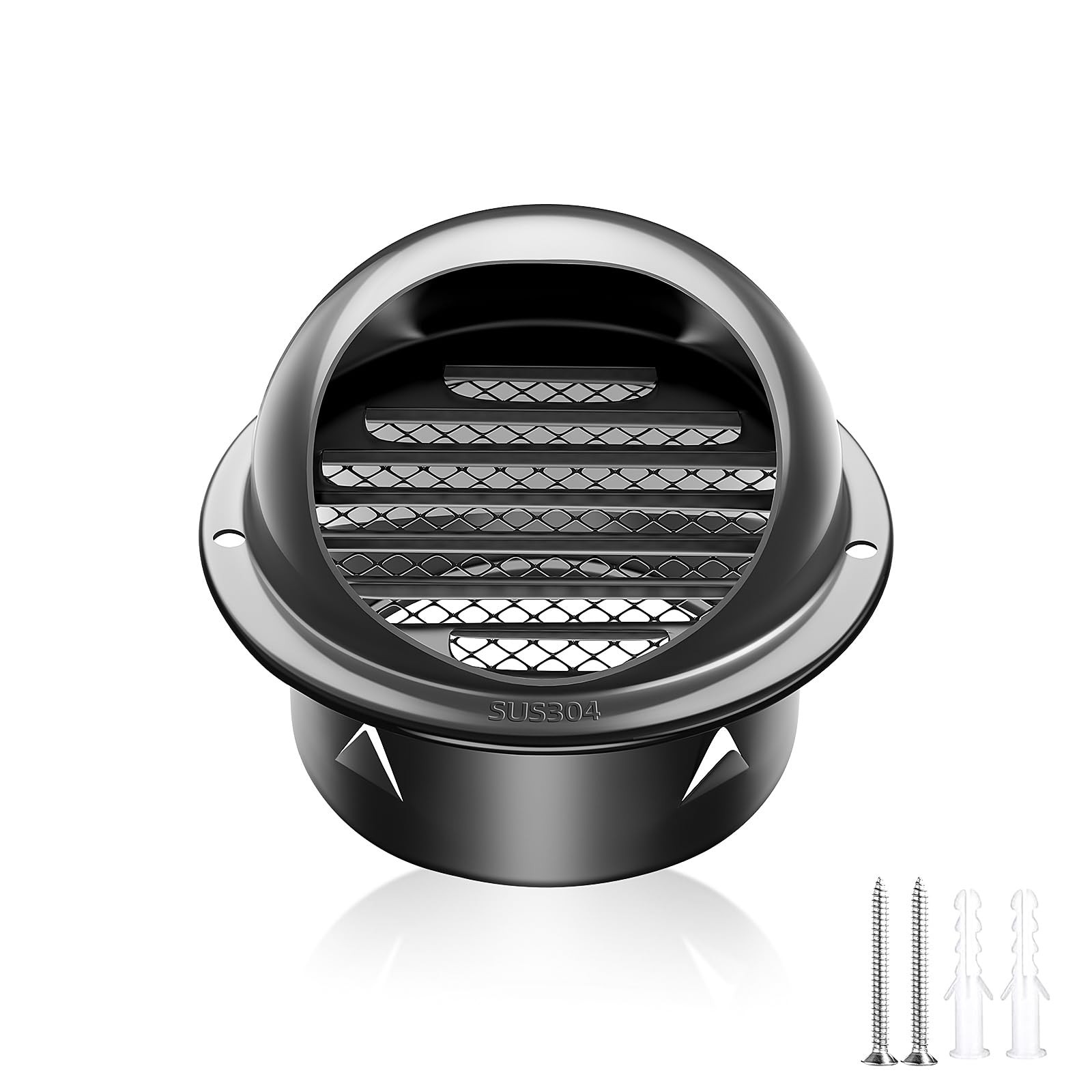 3 inch Round Wall Vent Cap, piiyoosnn 304 Stainless 3-inch（70mm）Black Paint