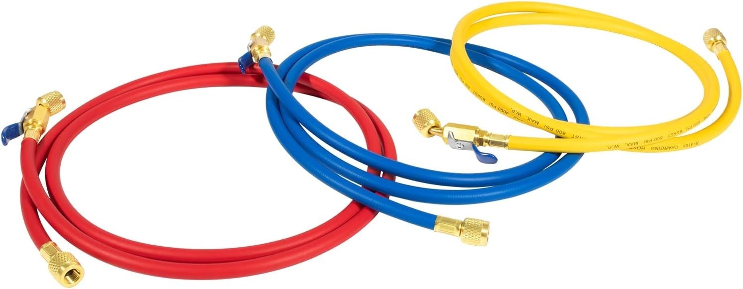 Yellow Jacket 29986 Plus II 1/4″ Hose with Compact Ball Valve, 72″ (Pack of 3)!