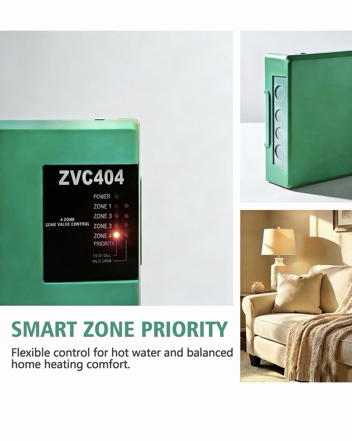 Zone Valve Control ZVC404 for Taco ZVC404-4 Hydronic Boiler Systems 12.9×8.7in