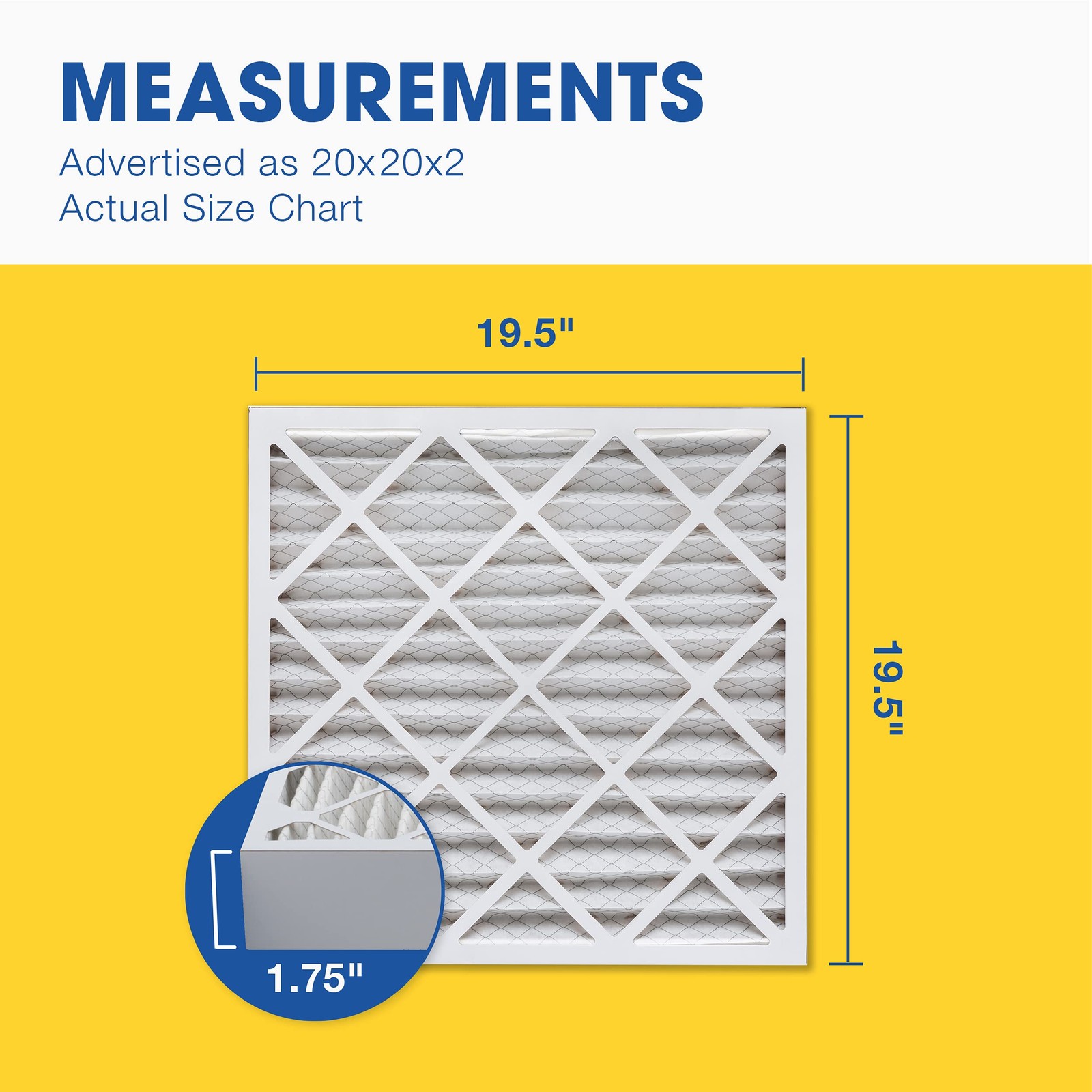 Aerostar 20X20X2 Merv 13 Air Filter 6 Count Actual Size 19.50 X 19.50 X 1.75