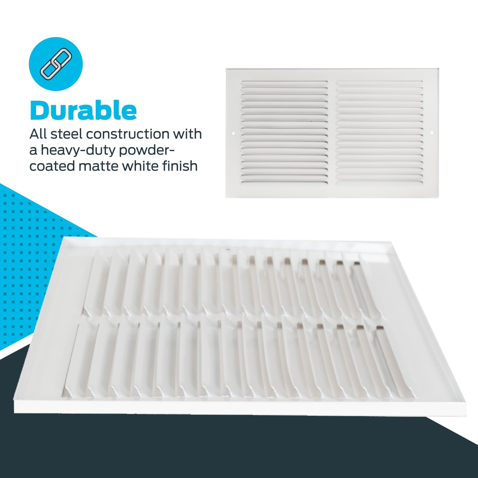 EZ-FLO 14 x 6 Inch (Duct Opening) Return Air Vent Cover 14 in. x 6 in., White