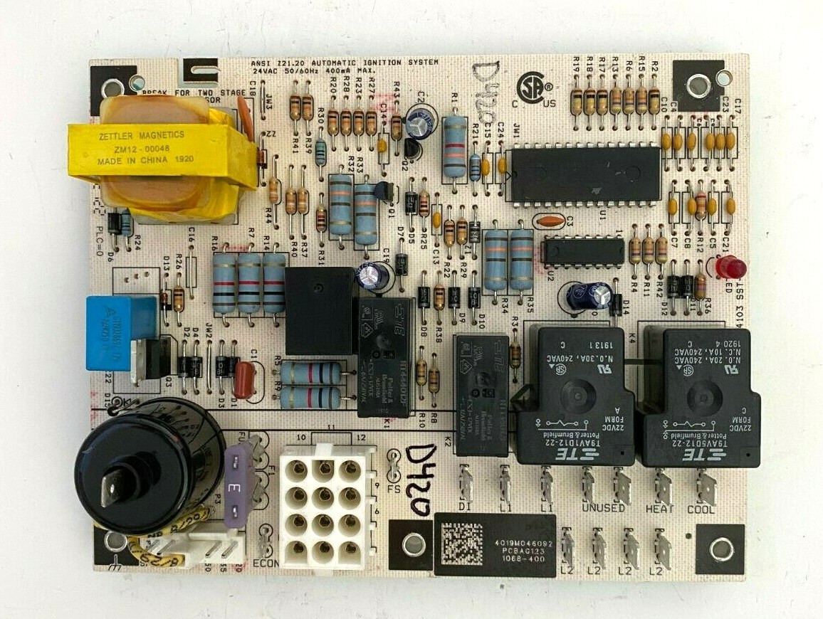 Goodman PCBAG123 1068-400 Control Circuit Board used #D420**