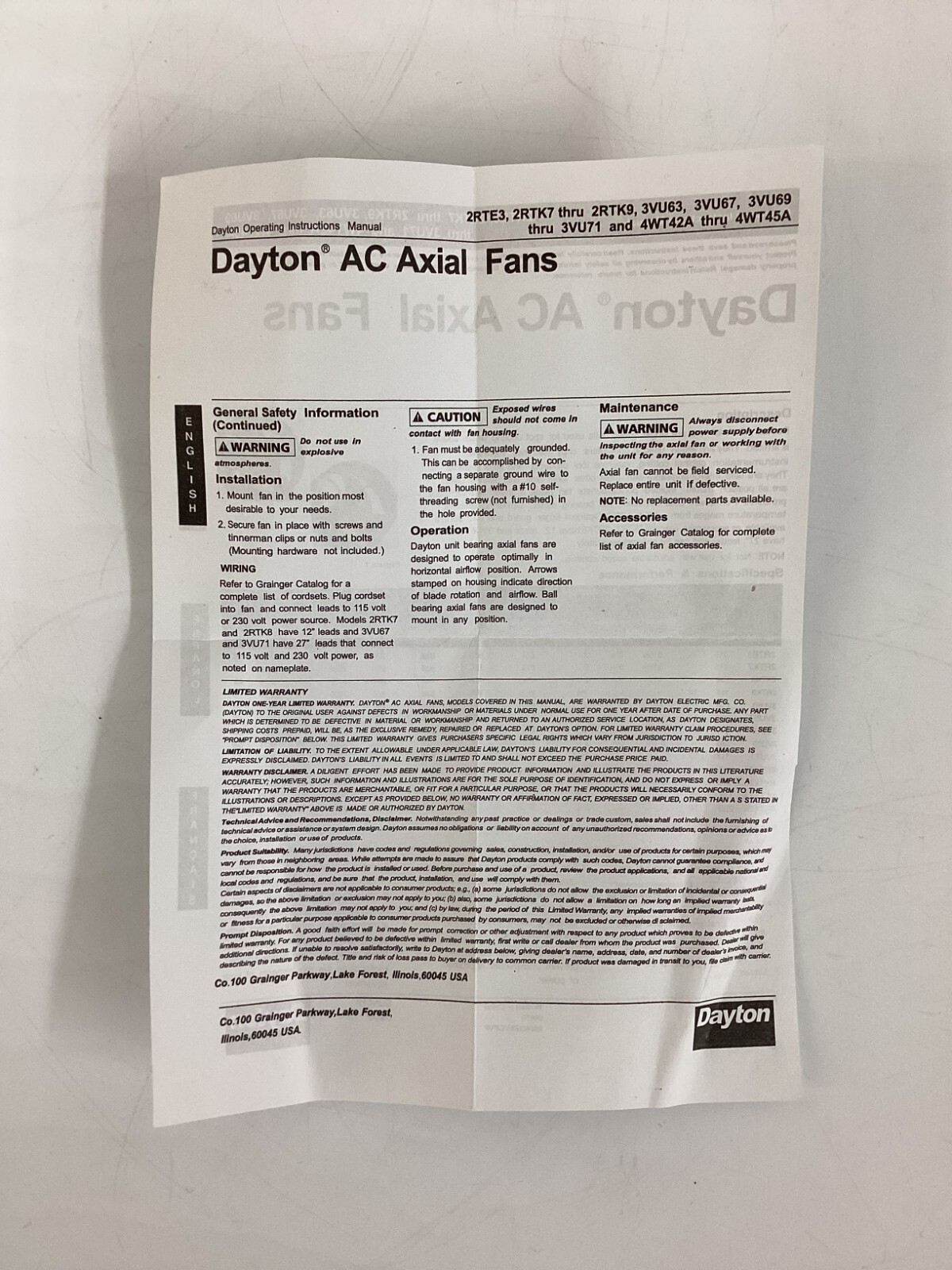 DAYTON 2RTK7 Standard Oblong Axial Fan: 6 3/4 in Ht, 2 in Dp, 124/112 cfm, IP20,