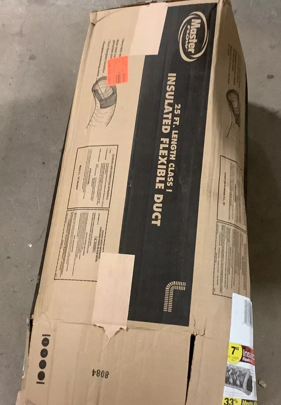 Master Flow 7” x 25’ Insulated Flexible Duct R6 Silver Jacket Free Local Pickup