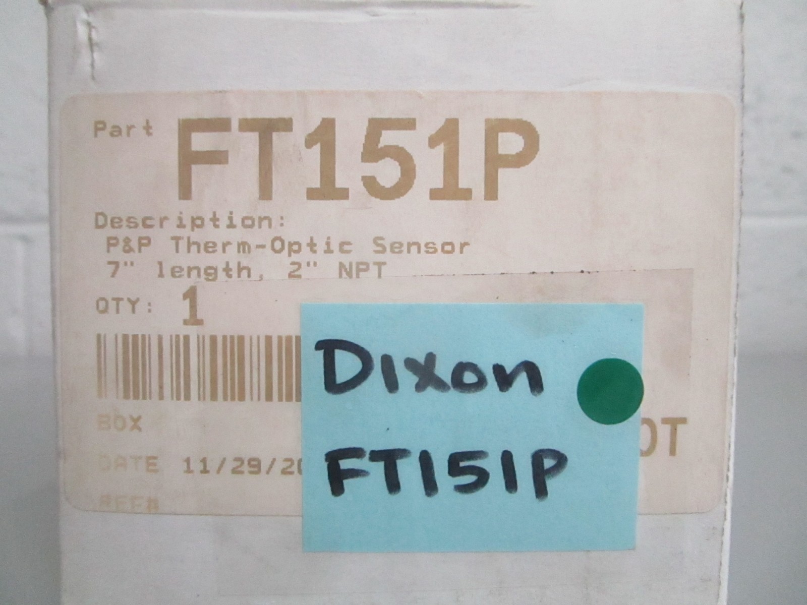 Dixon FT151P FloTech Plug-N-Play Therm-Optic Sensor 7in 2in NPT NEW 0820