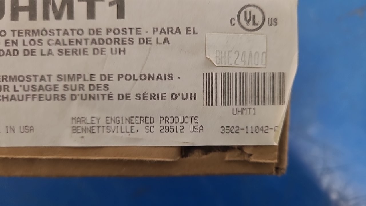 Marley UHMT1 Single Pole Thermostat for UH Series Unit Heaters 3502-11042