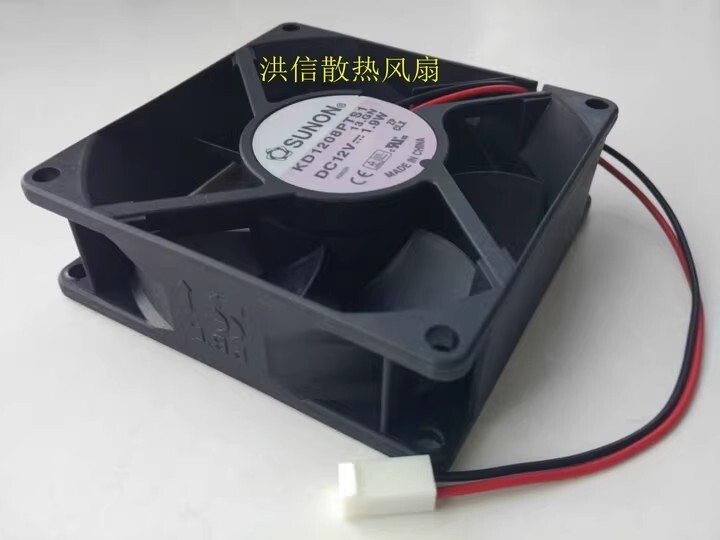 SUNON KD1208PTS1 8025 DC12V 1.9W 8CM 2-Pin Silent Cooling Fan