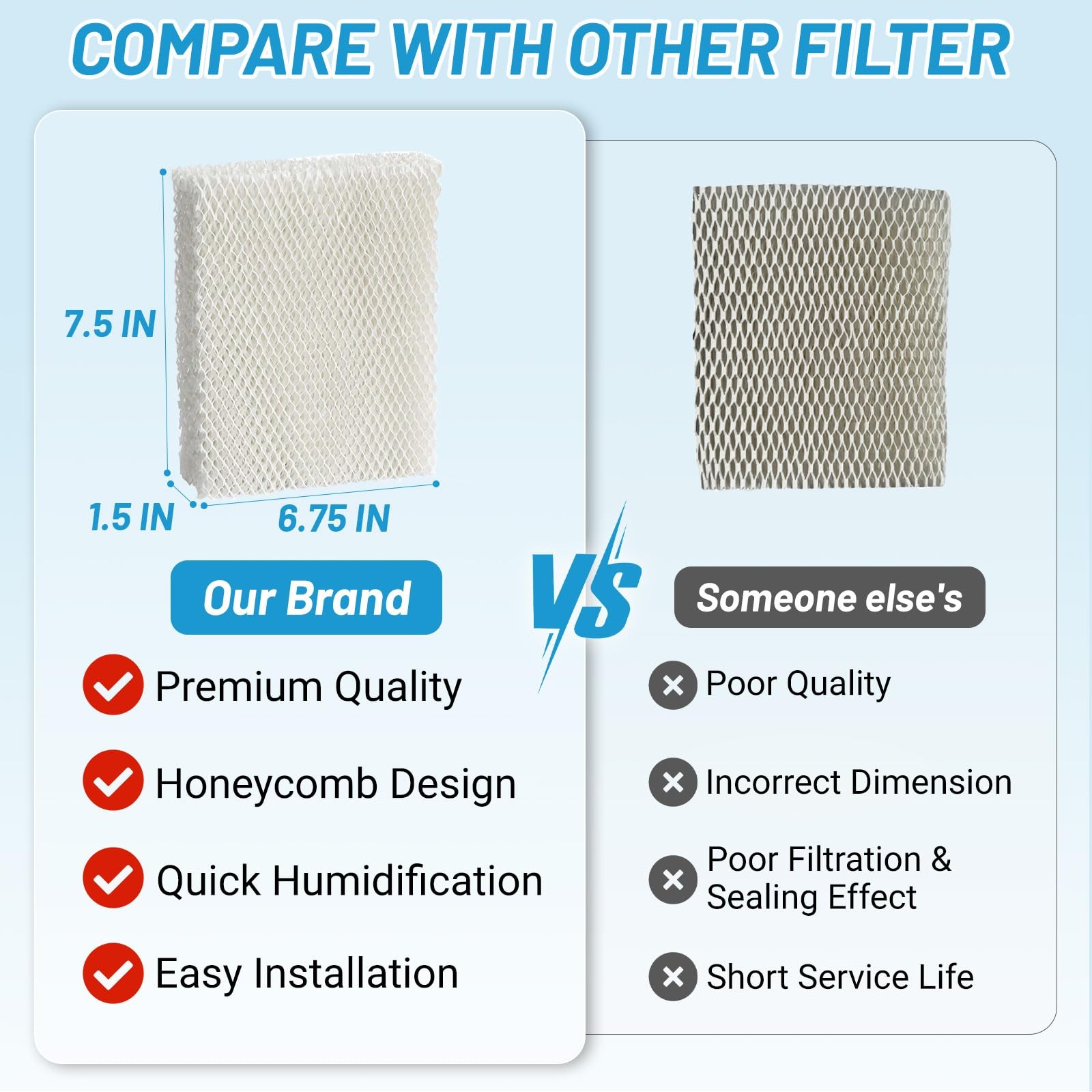 Lemige 6 Pack Humidifier Wicking HFT600 Filters T 6 Pack-White, 6 Pack-white