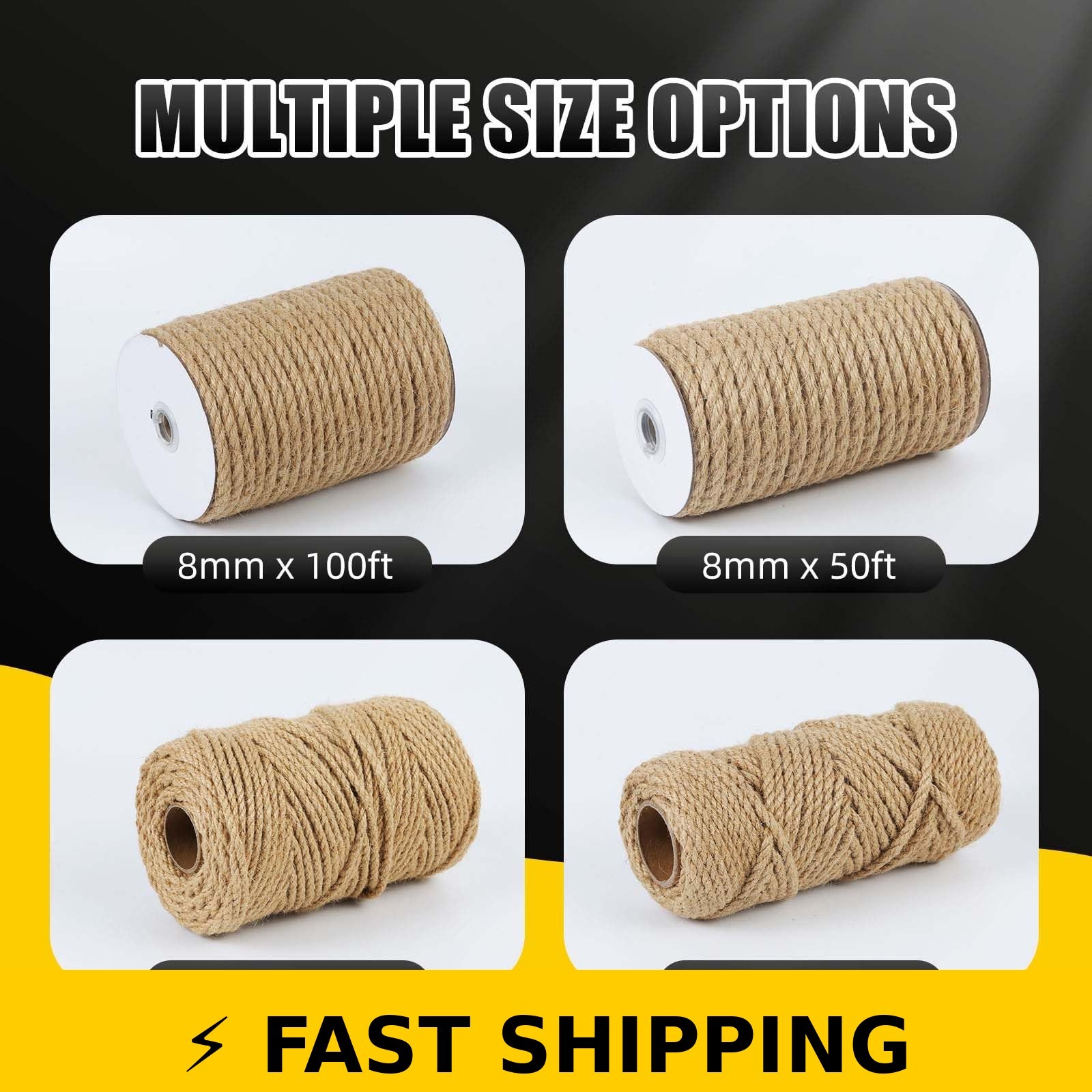 Radix Rope 8MM x 50FT Jute Twine – Heavy Duty Natural Fiber