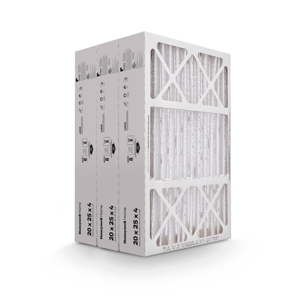 Honeywell Home 20x25x4 MERV 8, AC Furnace Air Filter, 3 PACK 4.4″ x 25″ x 20″