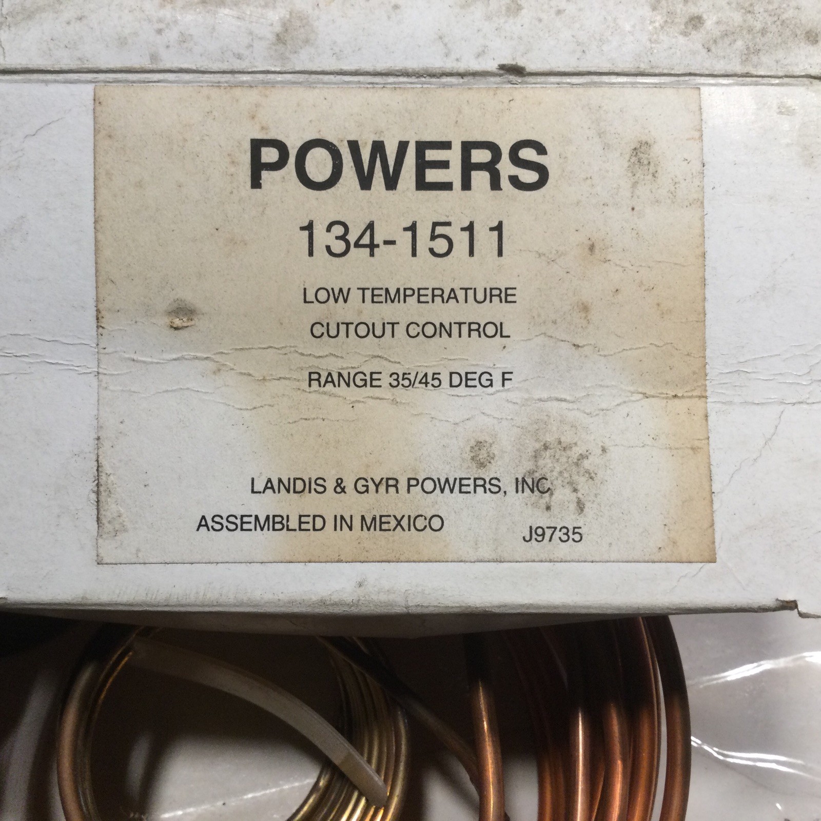 NEW NOS Powers 134-1511 Low Temperature Cutout Control Range 34/45 Degrees F
