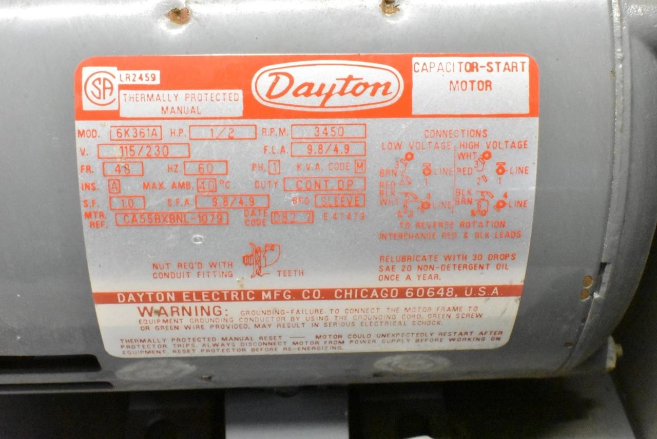 DAYTON 2C940 7-3/4″ BLOWER FAN with DAYTON 6K361A 1/2HP CAPACITOR START MOTOR