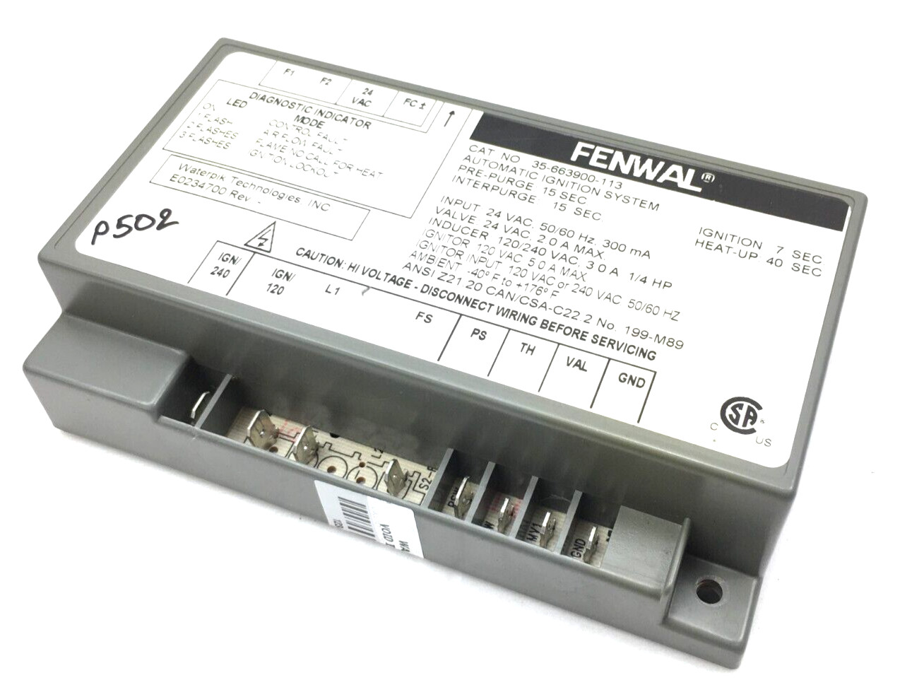 FENWAL 35-663900-113 Automatic Ignition System used #P502