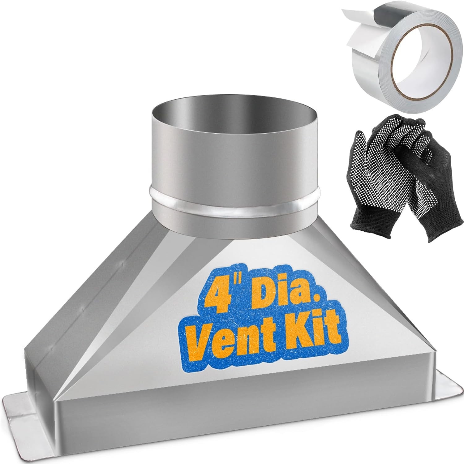 4″ Round to Rectangular Duct Transition Adapter, 3-1/4″x10″ Galvanized Steel for