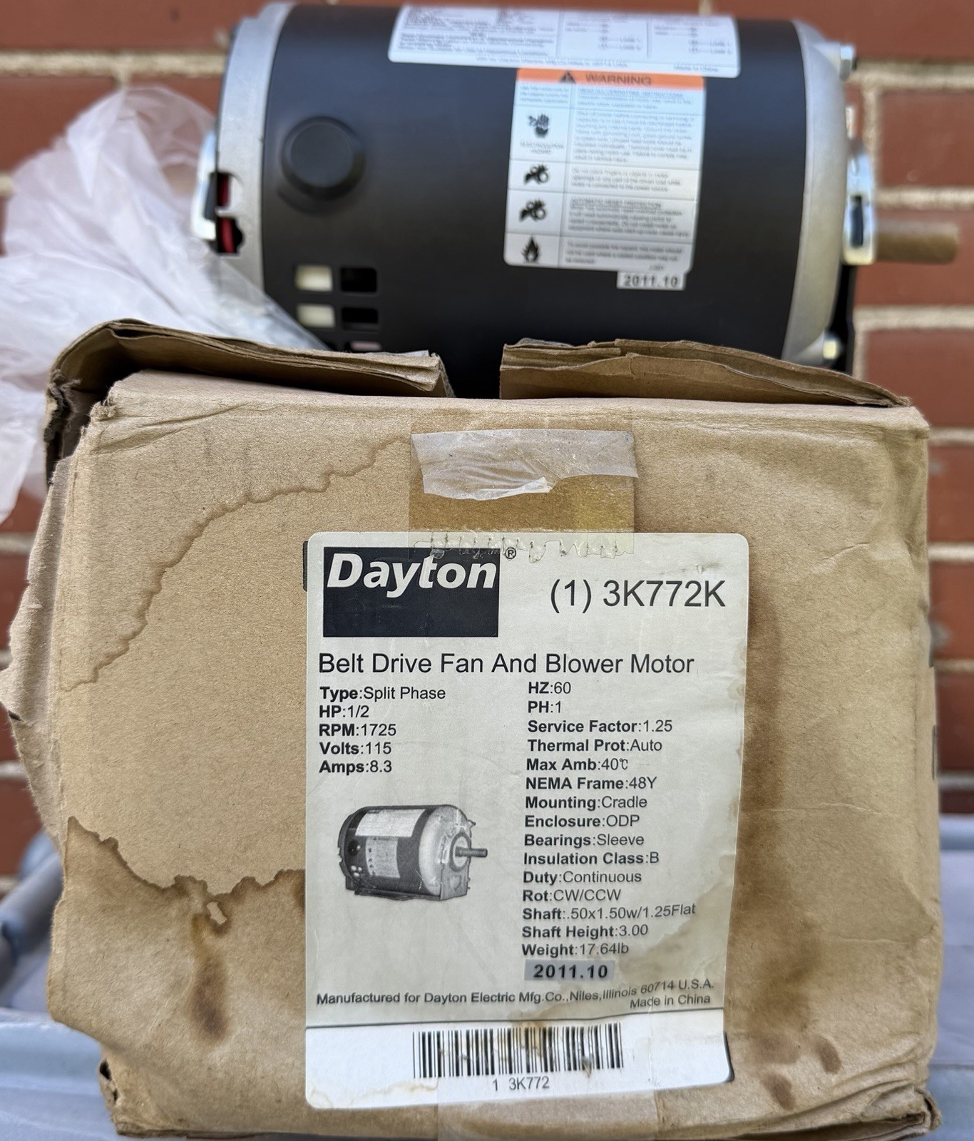 Dayton 3K772K Belt Drive Fan and Blower Motor EB-20130